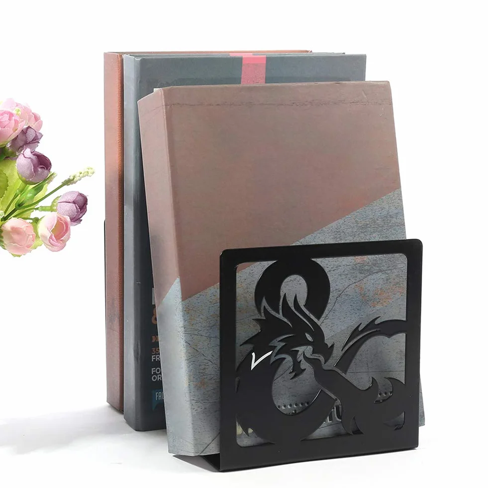 Smocze książki z metalowymi końcówkami, stojak na książki/CD, dekoracyjna półka