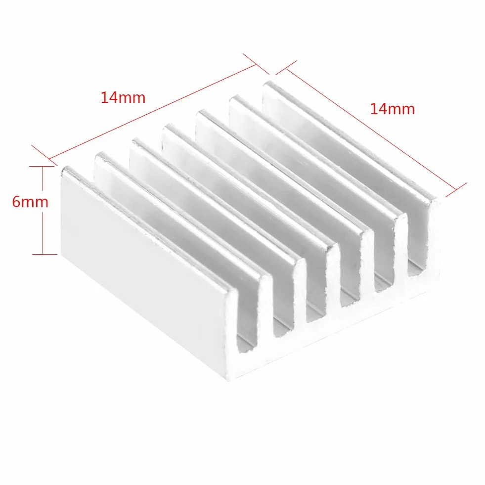 12 szt. Zestaw radiatora aluminiowego z klejem z tyłu Radiator 14 × 14 × 6 mm