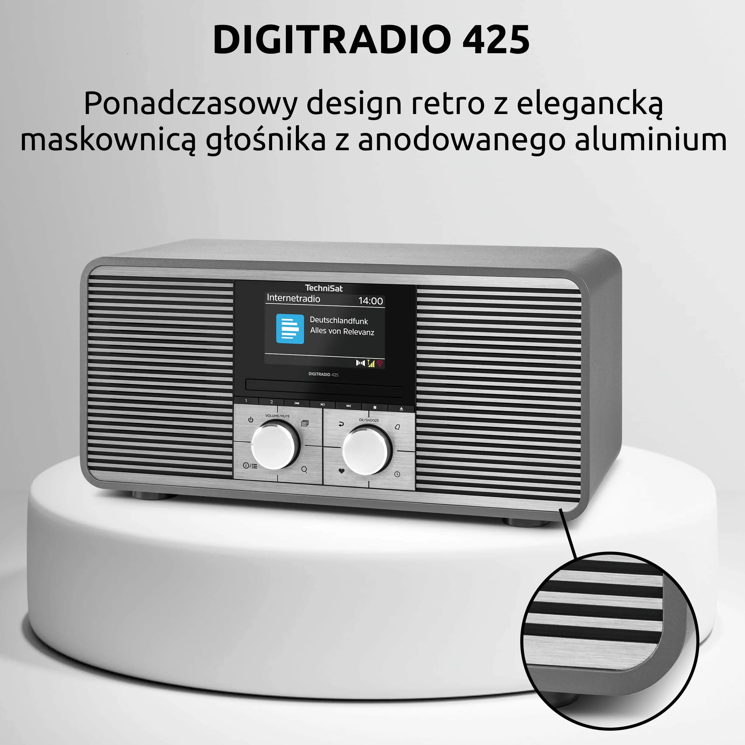 TechniSat DIGITRADIO 425 – radio stereo DAB+ i internetowe z odtwarzaczem CD (Bluetooth, Wi-Fi, USB, AUX, Spotify Connect, 40 W, equalizer, kolorowy wyświetlacz, sterowanie aplikacją) antracyt