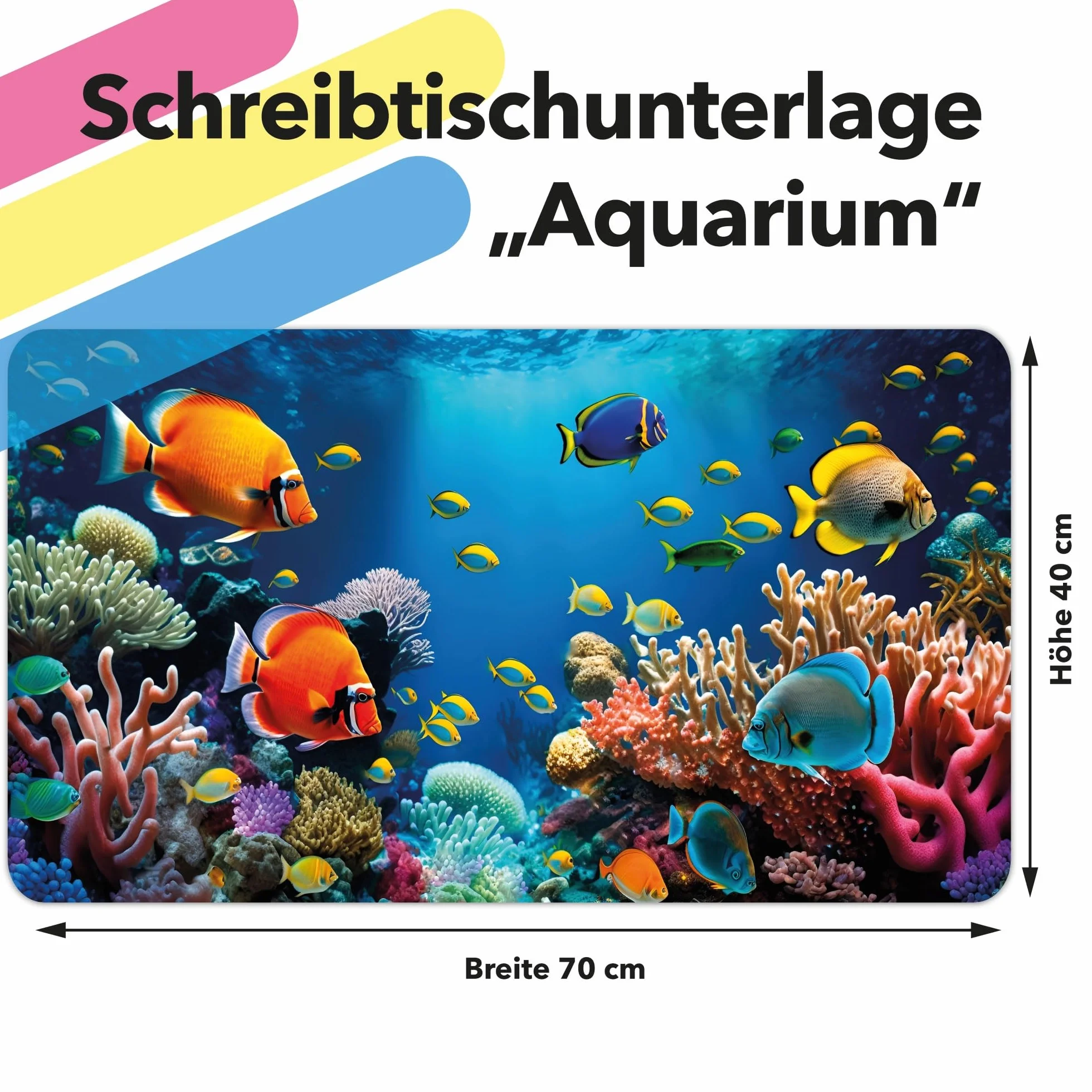Lineo® Podkładka na Biurko dla Dzieci Wodoodporna Mata Ochronna Podkładka na Biurko Deskpad Mata na Biurko Dziecięce (Akwarium (70x40 cm))