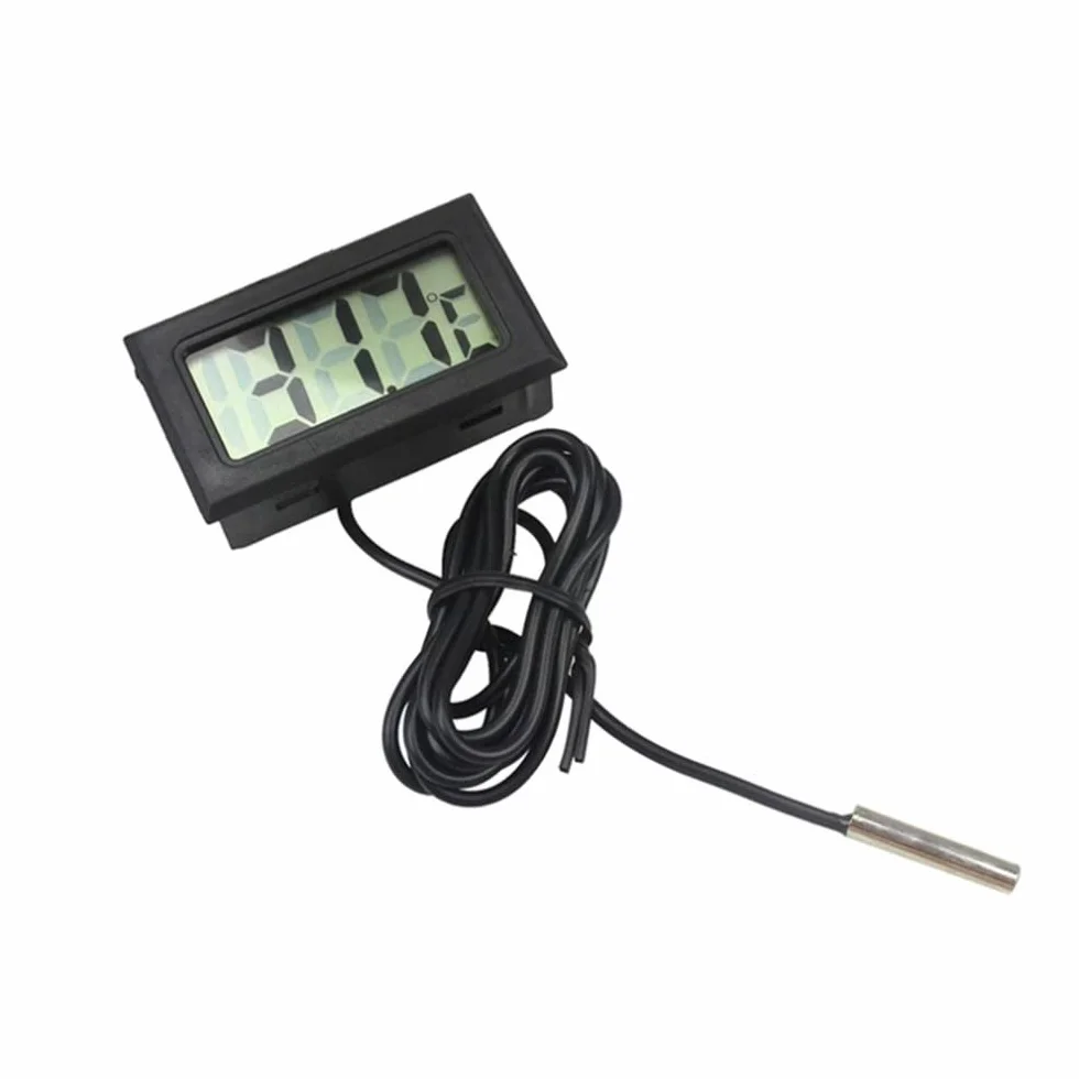 Cyfrowy termometr LCD monitor temperatury z zewnętrzną sondą do lodówki, zamrażarki, lodówki, akwarium, czarny