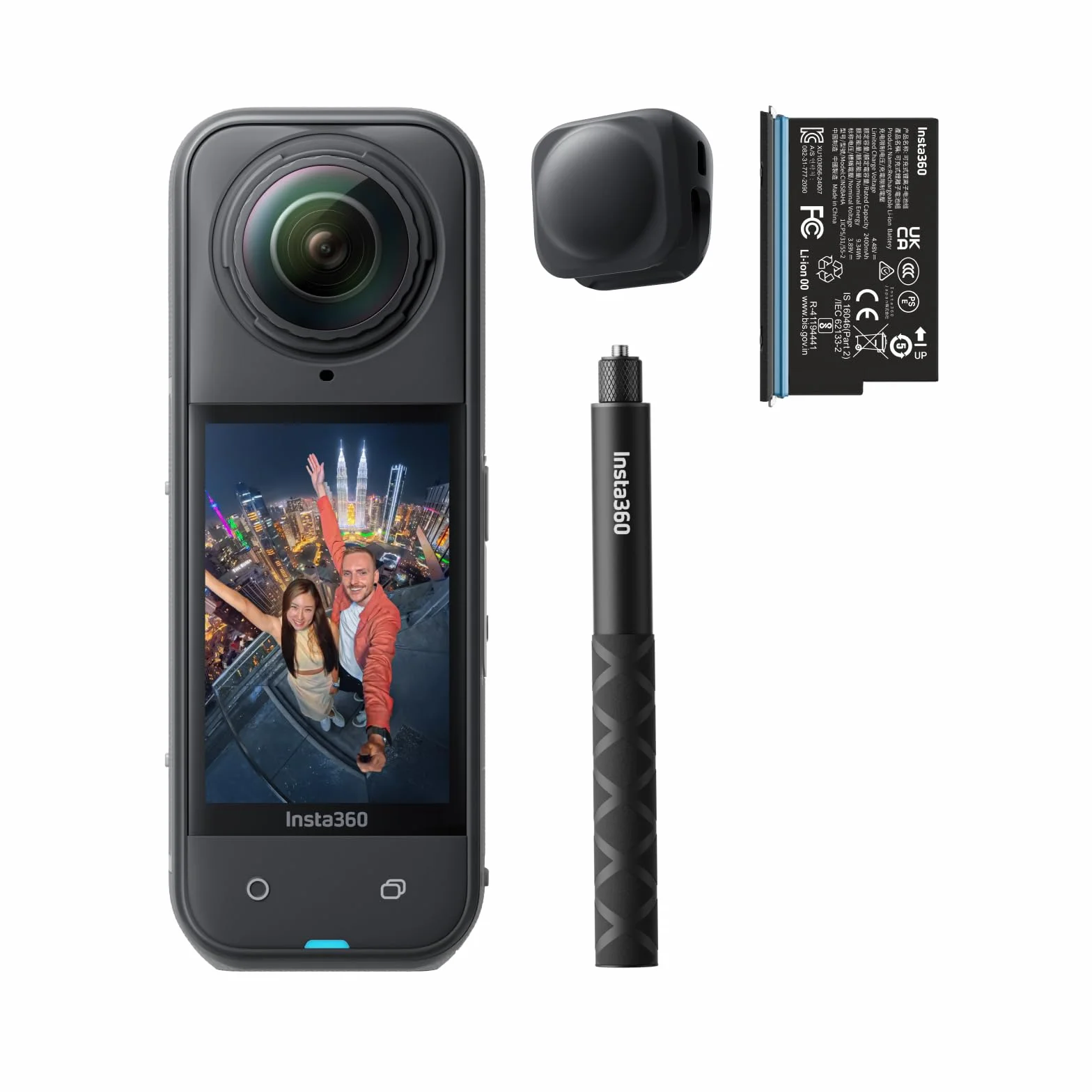 Insta360 Zestaw startowy X5 – wodoodporna kamera 8K 360°, wiodące słabe światło, niewidoczny efekt kija do selfie, wytrzymały i wymienny obiektyw, bateria 3-godzinna, wbudowana ochrona przed wiatrem