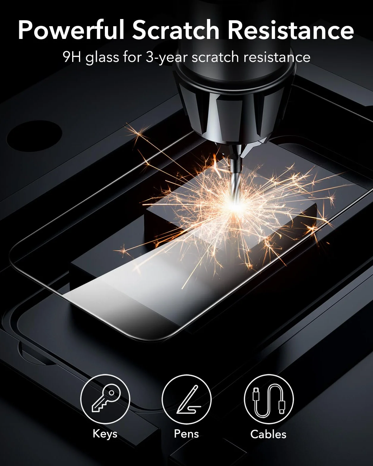 ESR iPhone 15 folia ochronna na wyświetlacz ze szkła pancernego, 3 folie ochronne na wyświetlacz, zakrzywione krawędzie 2,5D, pełna ochrona wojskowa, ochrona przed zadrapaniami