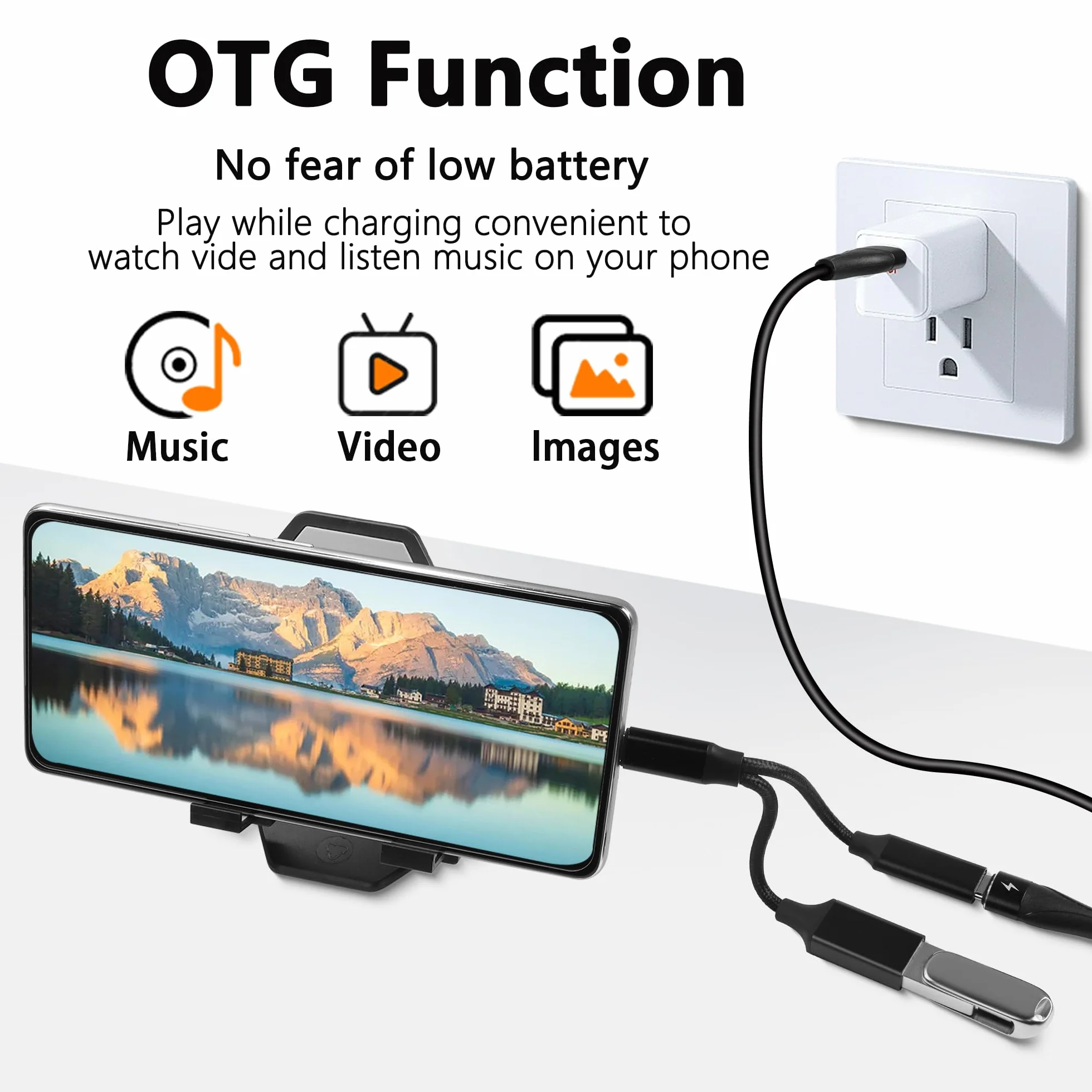 GELRHONR 2-w-1 adapter USB-C OTG z łącznikiem typu C do telefonów, laptopów, tabletów, wentylatorów, drukarzy