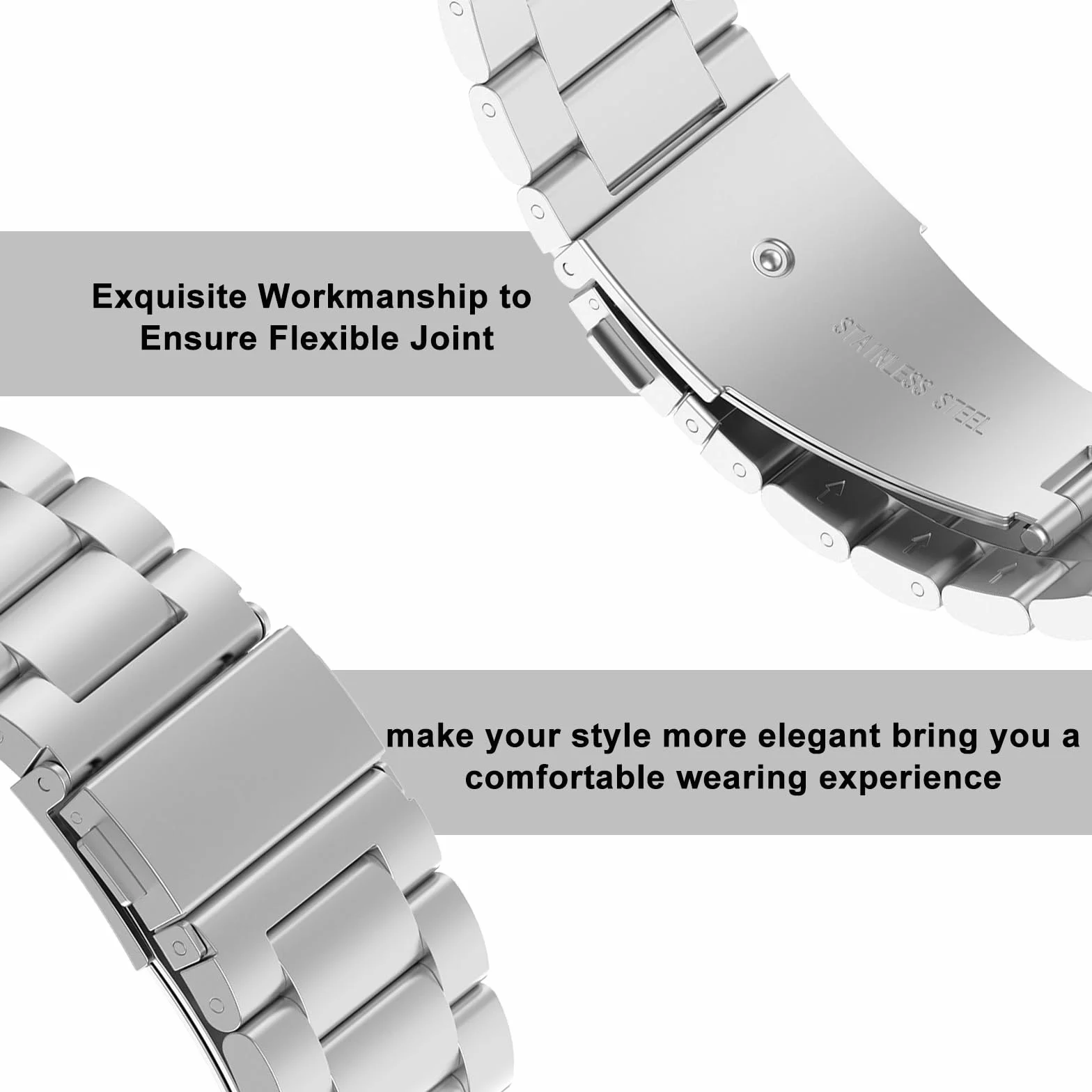ZoRoll Bransoletka kompatybilna z Google Watch, stal nierdzewna, metalowa bransoletka zastępcza dla mężczyzn i kobiet