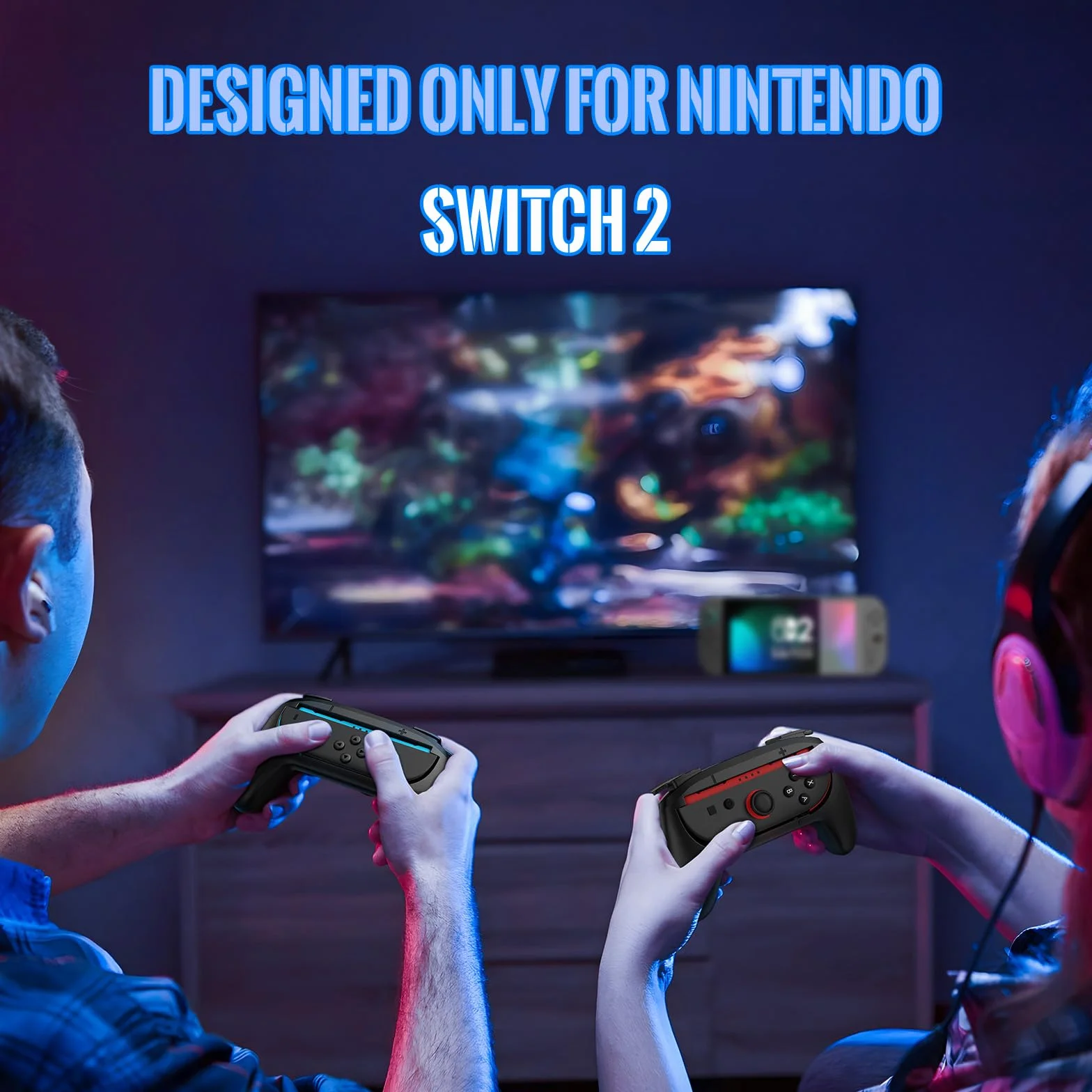 Lmcpa Joy-Con Uchwyty do Nintendo Switch 2 (2025), ergonomiczny, antypoślizgowy zestaw uchwytów, akcesoria do kontrolera Joy Cons, 2 sztuki, czarne