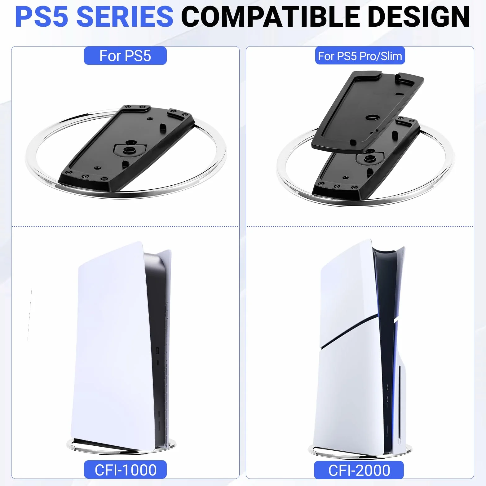 Zorplex Pionowa podstawa do konsoli PS5 i PS5 PRO, metalowy pionowy spód, antypoślizgowa podstawa, Pionowy stojak kompatybilny z Playstation 5 (Discs i Digital)
