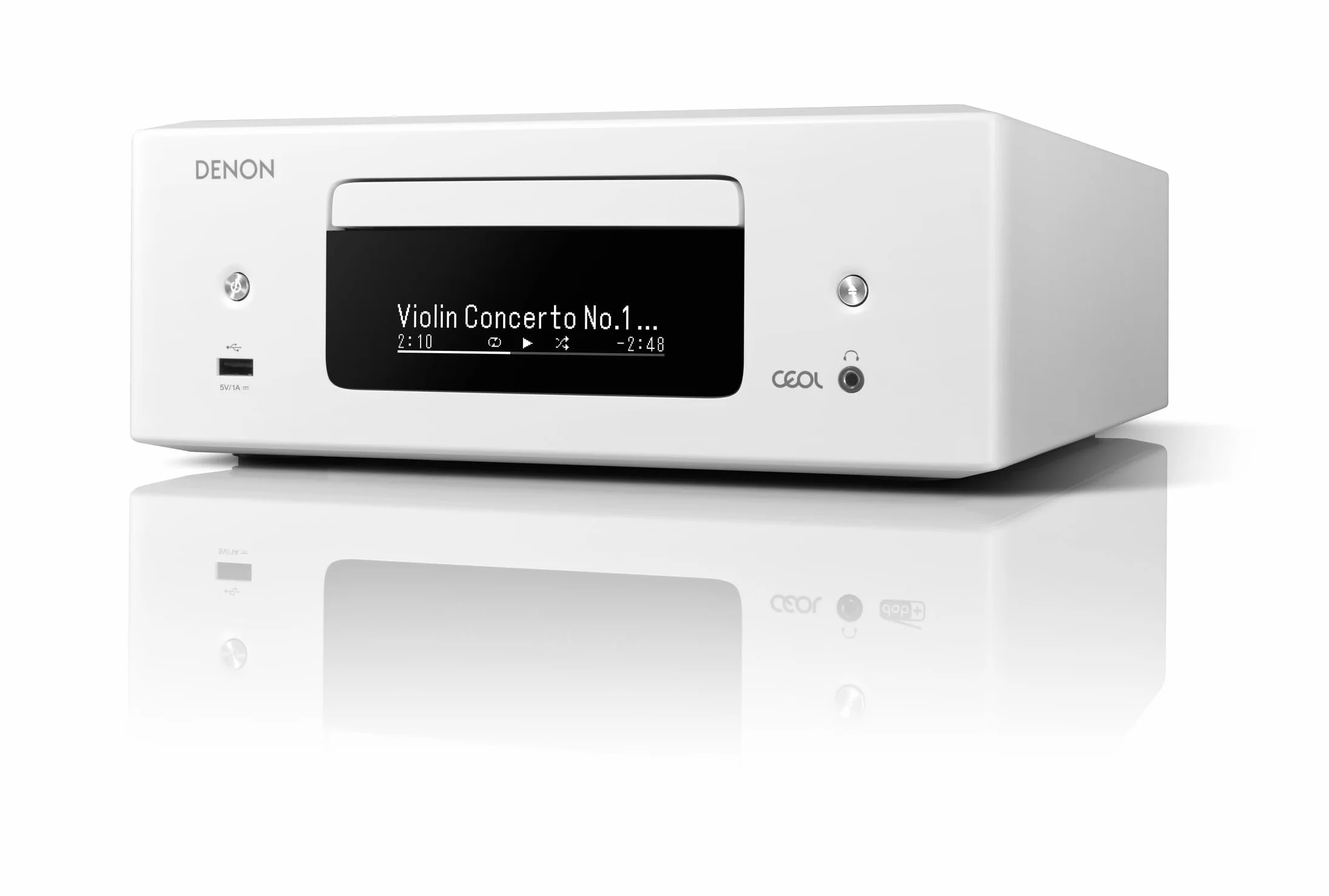 Denon RCD-N12DAB kompaktowy system, wzmacniacz HiFi, odtwarzacz CD, radio internetowe, strumieniowe przesyłanie muzyki, HEOS Multiroom, 2 wejścia, Biały