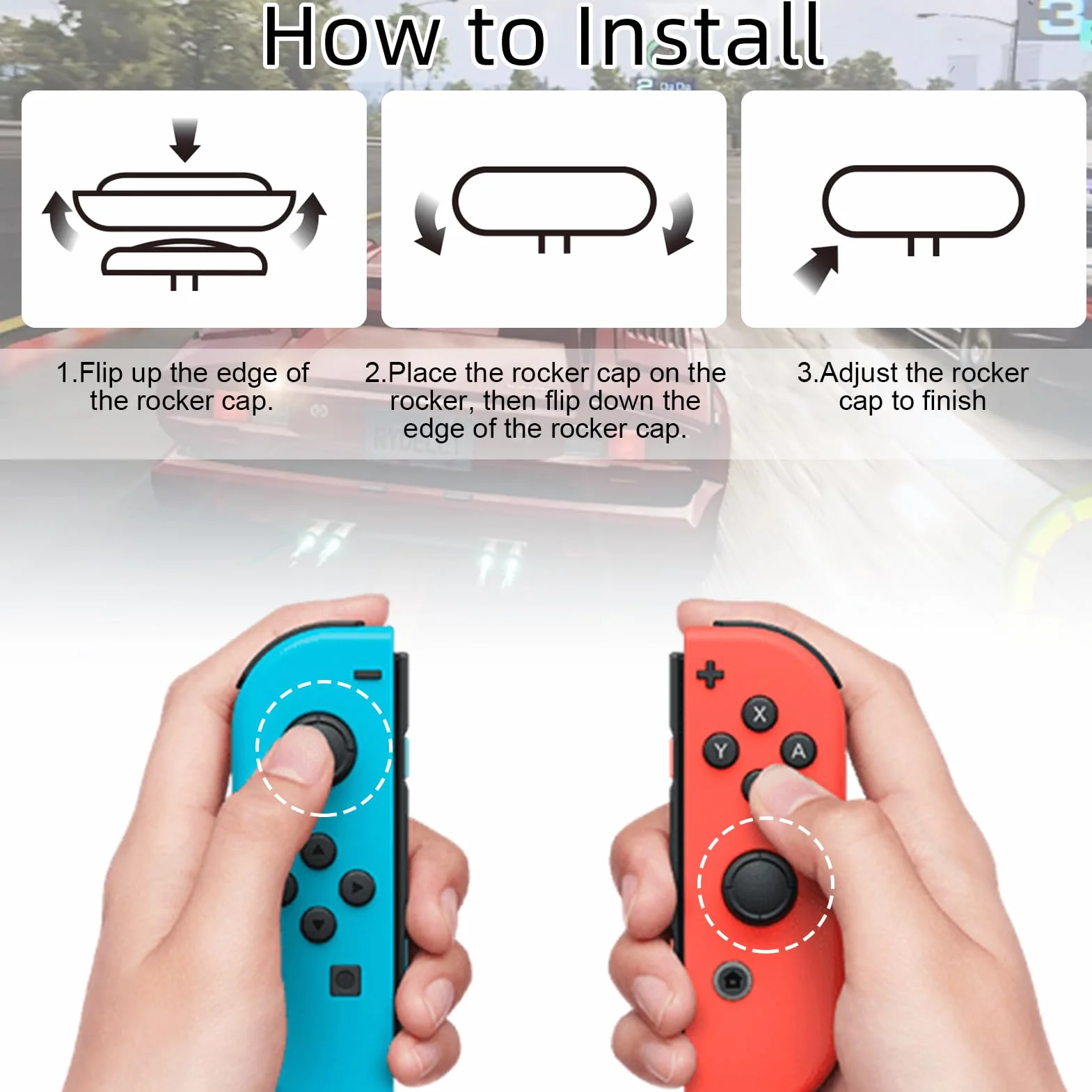 4 pary nakładek na joystick, nakładki zamienne do kontrolera Switch, nakładki na joystick do Nintendo Switch/Lite/OLED, Thumb Grip Analog Stick Cover, nakładki na kontroler Joy Con (czarne)