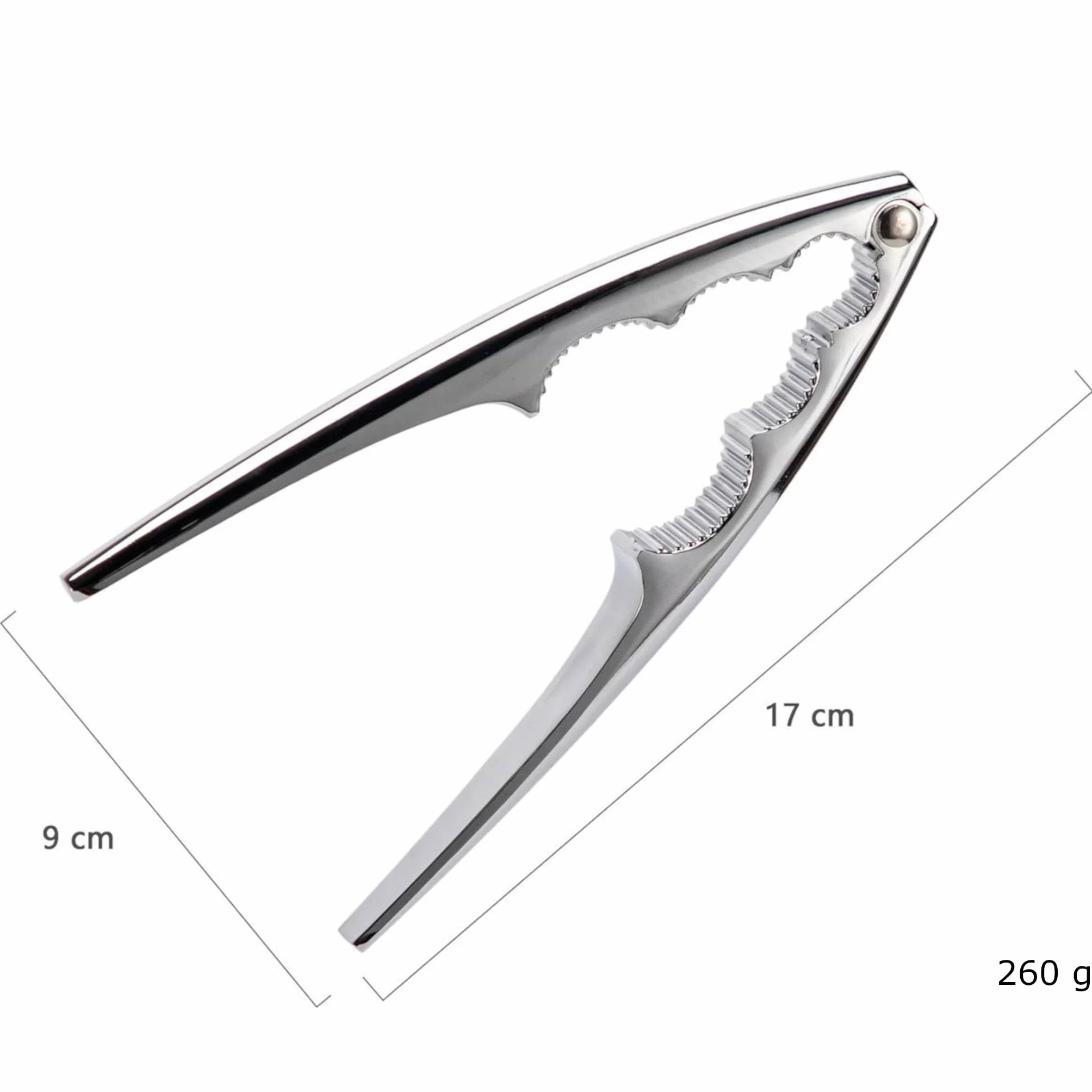 EliteHoff Dziadek do orzechów, metalowy otwieracz do orzechów włoskich, laskowych, dziadek do orzechów z ergonomicznym uchwytem, do wszystkich rodzajów orzechów, krabów, homarów, 17 cm, srebrny