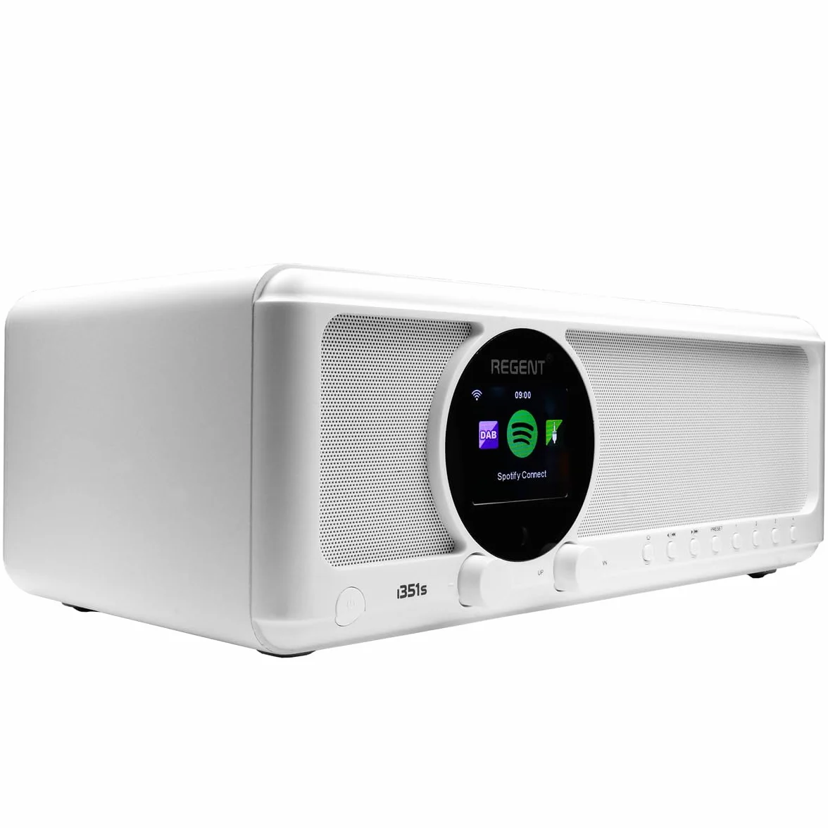 REGENT i351s Głośnik Spotify Connect DAB+ WI-FI Radio internetowe Hi-Fi Bluetooth FM 20, podwójny alarm, aplikacja do zdalnego sterowania, unikalny nadajnik Bluetooth Two Way BT (Biały)