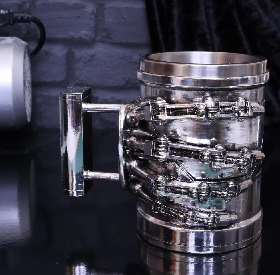Nemesis Now B4656N9 Terminator 2 zbiornik 17 cm, żywica z wkładką ze stali nierdzewnej, srebrny