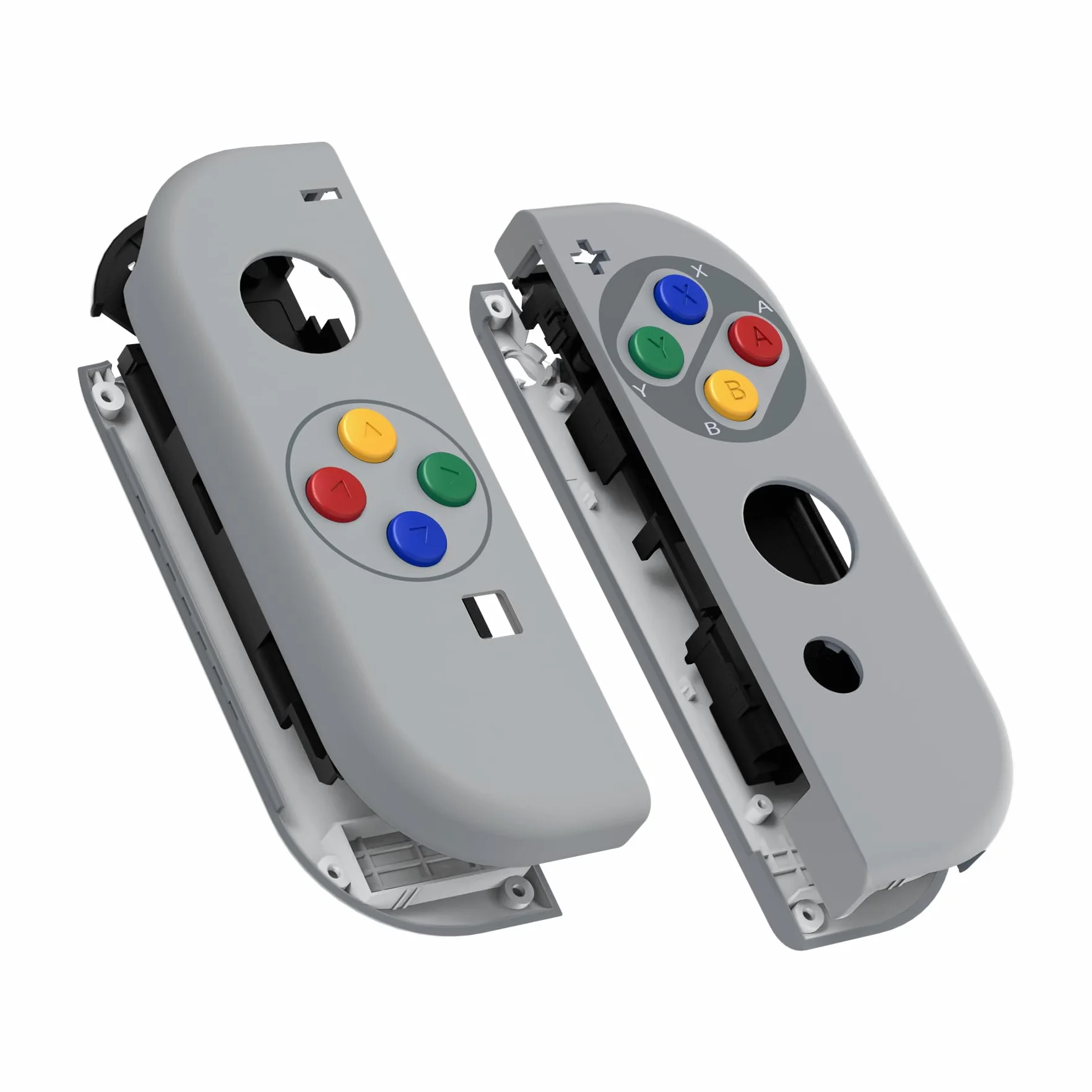 eXtremeRate Soft Touch Grip SFC SNES Classic EU Joycon Handheld Controller Housing z Pełny Zestaw Przycisków, DIY Wymiany Shell Case dla Nintendo Switch & Switch OLED Model Joy-Con – Console Shell Nie Jest Wliczona W Cenę