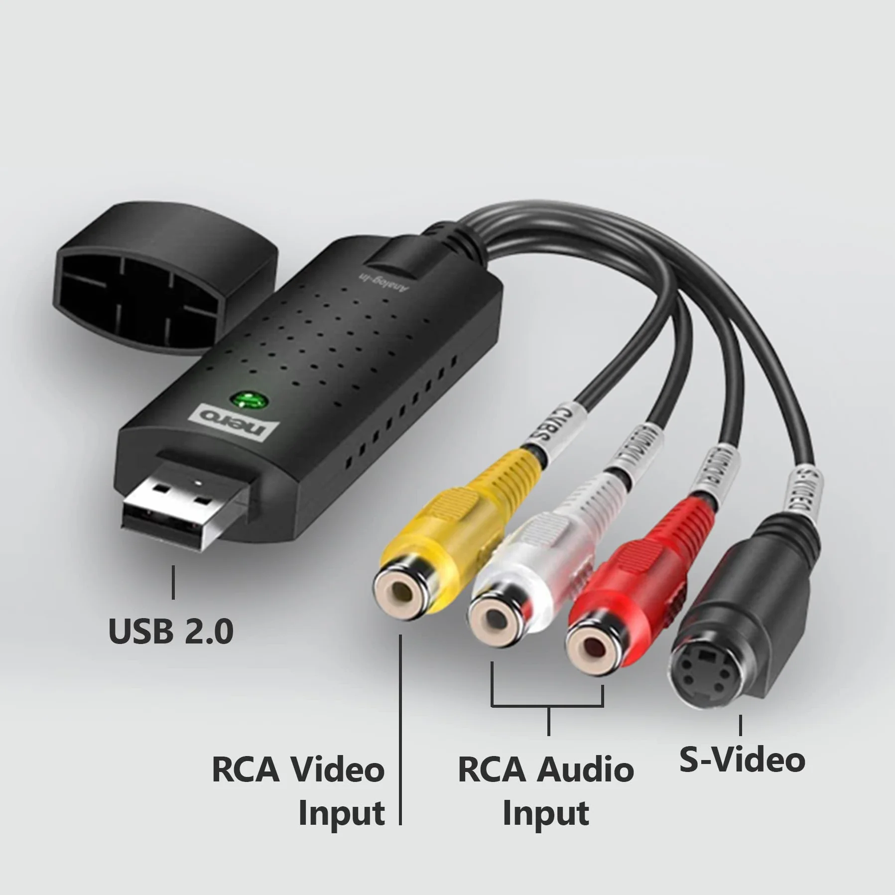 Nero Video Grabber | Digitalizacja kaset wideo | VHS na USB | DVD na PC | Karta przechwytywania analogowego do cyfrowego | S-VHS | Hi8 | Super 8 | Windows 11/10 | MacOS