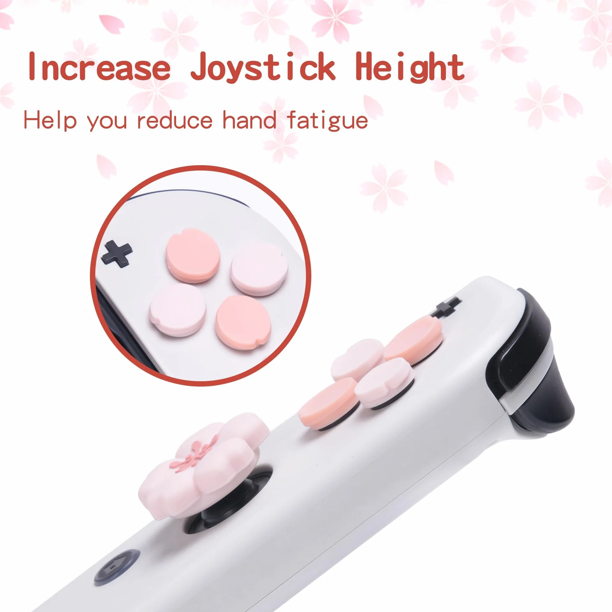 GeekShare Silicone Cross D-Pad Button Caps Set Cute Joystick Cover - ABXY Key Buttons Sticker Compatible with Switch/OLED - Sakura