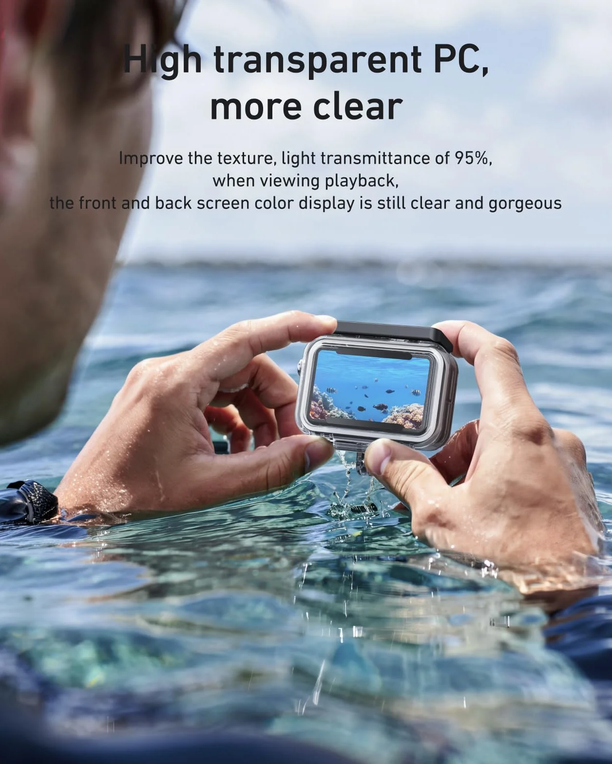 TELESIN wodoszczelny zestaw futerałek dla DJI Action 5/4/3, podwodne etui z pływającym kijem do selfie i szybkozłączem, odporne na zanurzenie do 45M na snorkeling i nurkowanie, akcesoria do Action 5/4