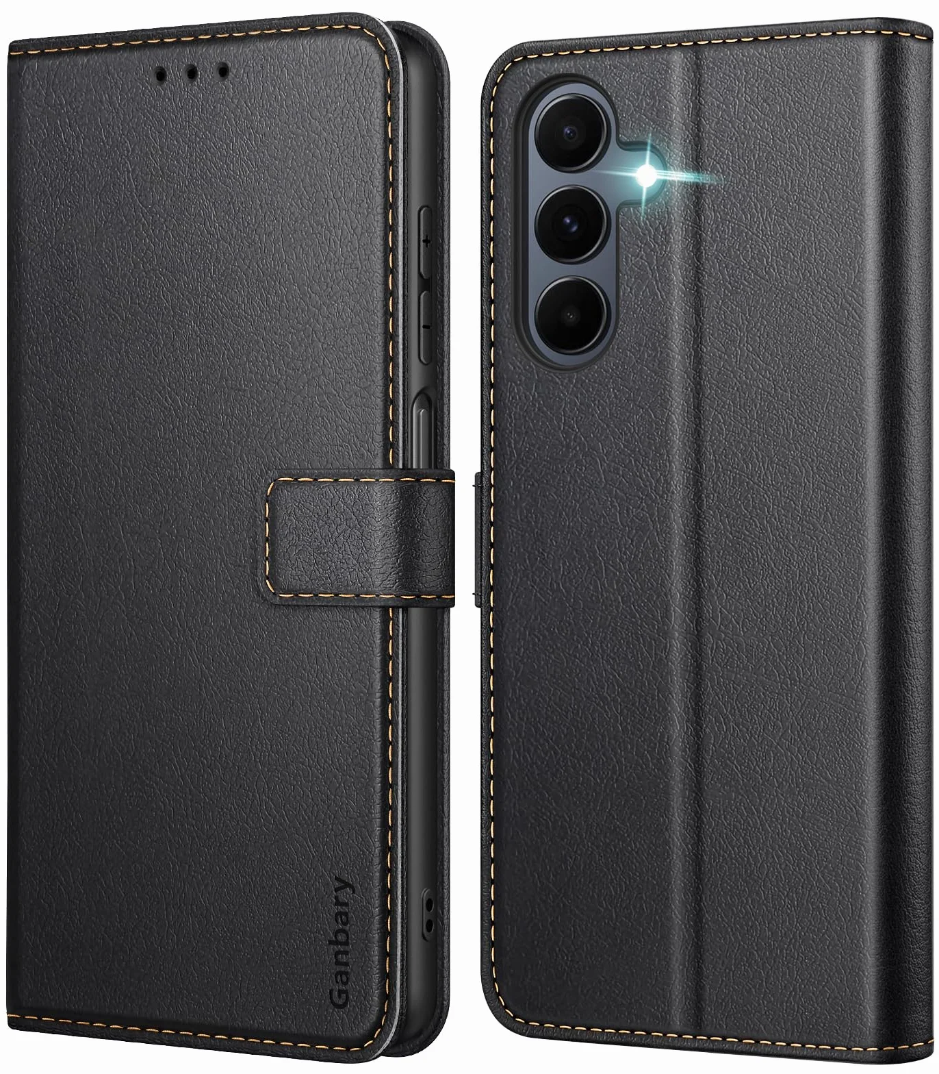 Ganbary Etui kompatybilne z Samsung Galaxy A16 4G/ 5G, wysokiej jakości etui z klapką ze skóry PU [pełna ochrona] [przegródki na karty] [podpórka] do Samsung Galaxy A16 4G/ 5G, czarne