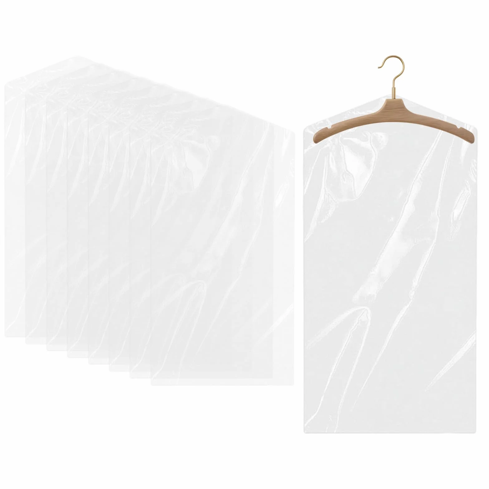 10 sztuk przezroczystych długich pokrowców na ubrania z tworzywa sztucznego do zawieszania na garnitury, suknie, płaszcze, kurtki, koszule (10 sztuk 60 * 150cm)
