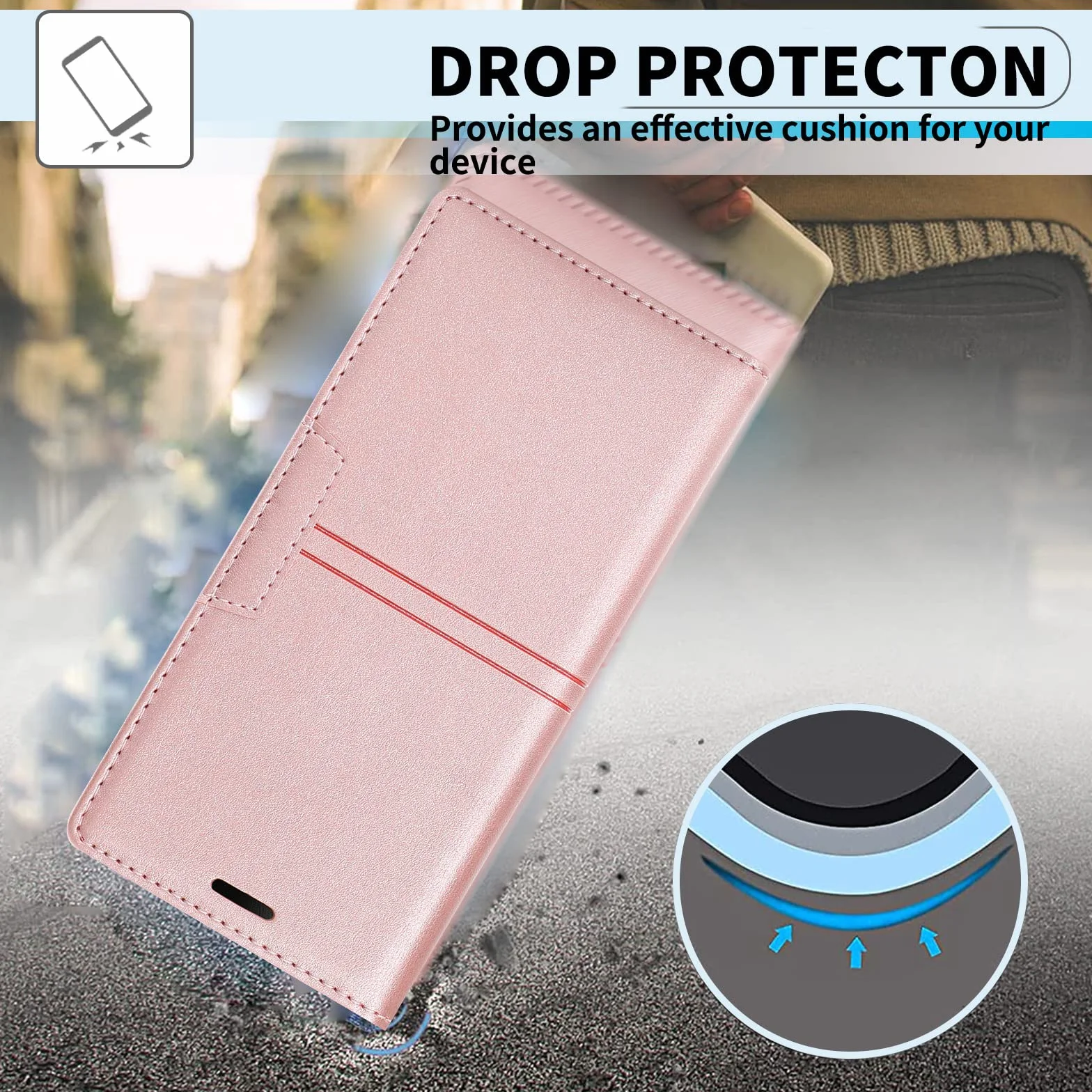 Etui Samsung Galaxy A32 4G,Wysokiej jakości skóra z [wsparciem/funkcjami] [przegrodą na karty/saszetką na pieniądze] Etui ochronne Składane etui(Różowy)