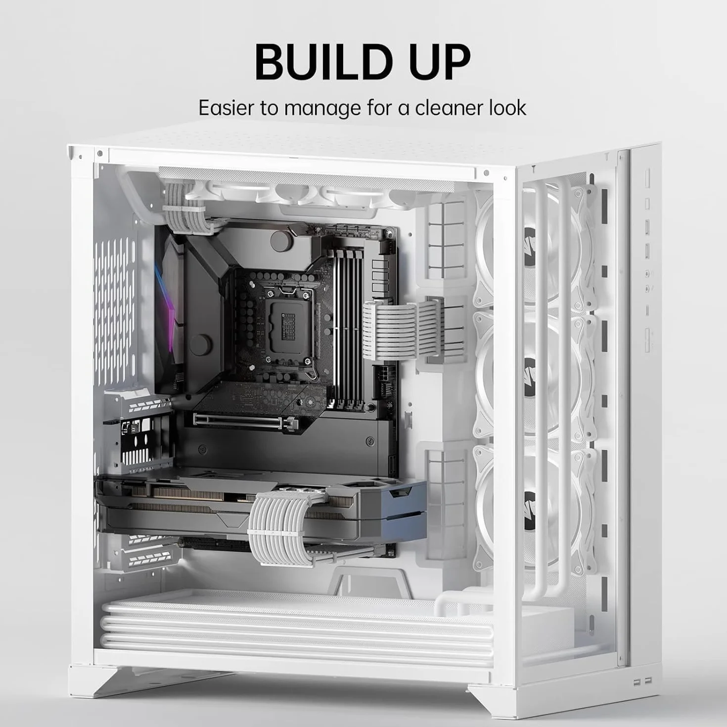 AsiaHorse Zaktualizuj przedłużenie kabla zasilacza 16AWG, Zestaw kabli w osłonie PC do GPU/CPU, przedłużacze kabli zasilających komputer, 24PIN/(6+2) PIN/(4+4) PIN,30CM, Czysty Biały