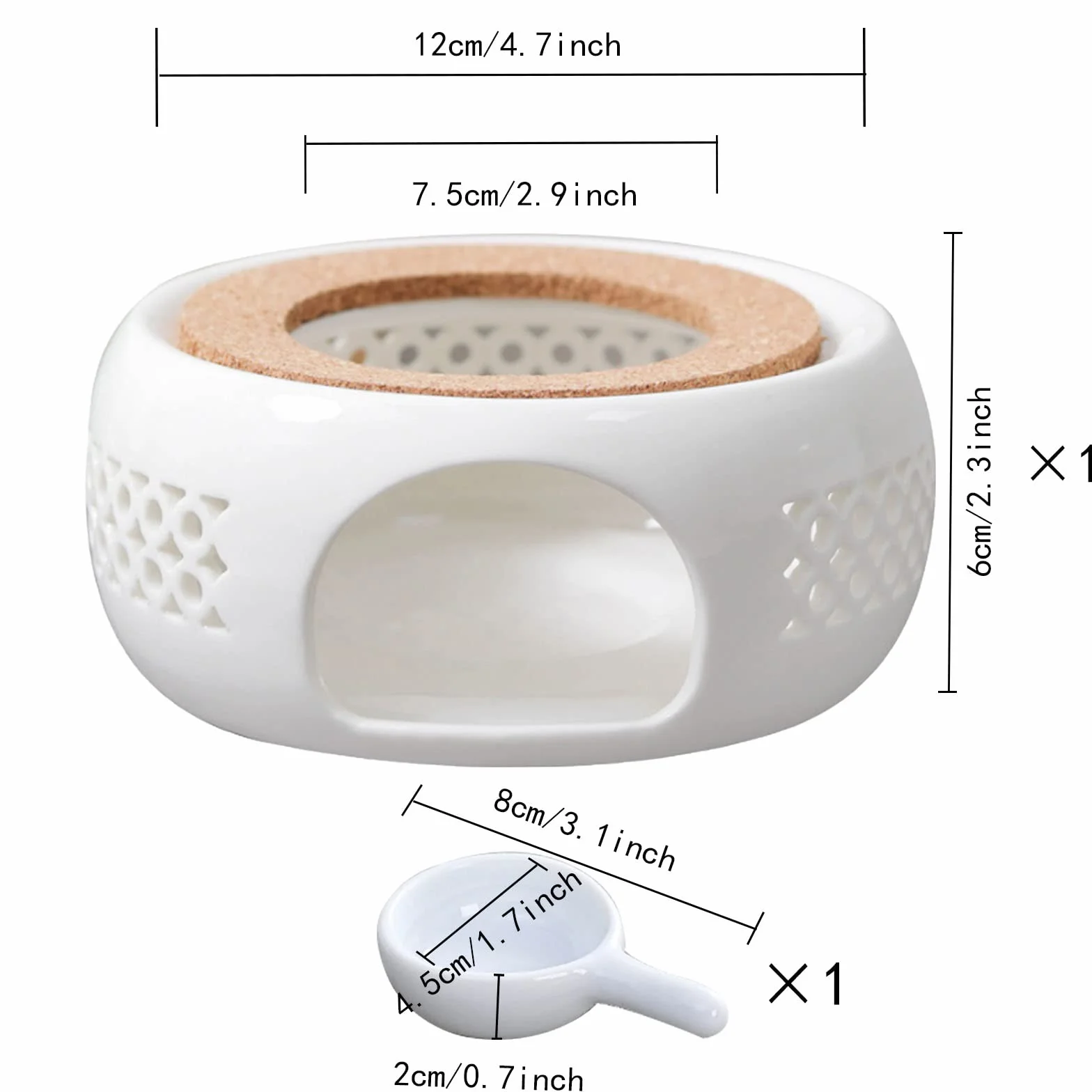Porcelanowy podgrzewacz do czajnika, klasyczny podgrzewacz do herbaty z poduszką z korka + łyżka, pusta rzeźbiona konstrukcja, podstawa czajnika podgrzewacz do herbaty, wielofunkcyjny podgrzewacz do