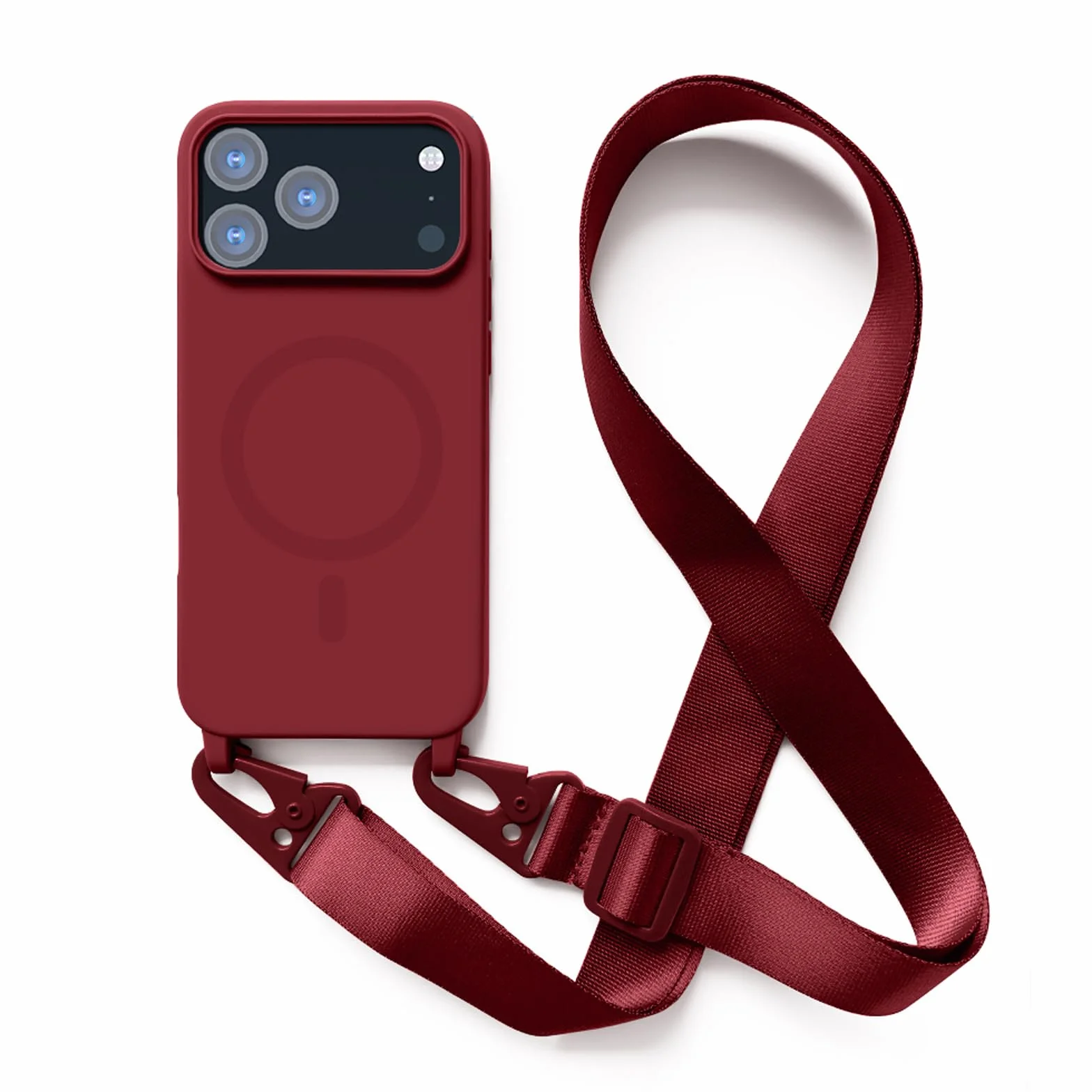 Jiyu etui ze smyczką na telefon komórkowy, kompatybilne z iPhone 17 Pro Max 6,7", magnetyczne etui z paskiem, etui ochronne do bezprzewodowego ładowania, silikonowe etui na szyję, smycz, odporne na