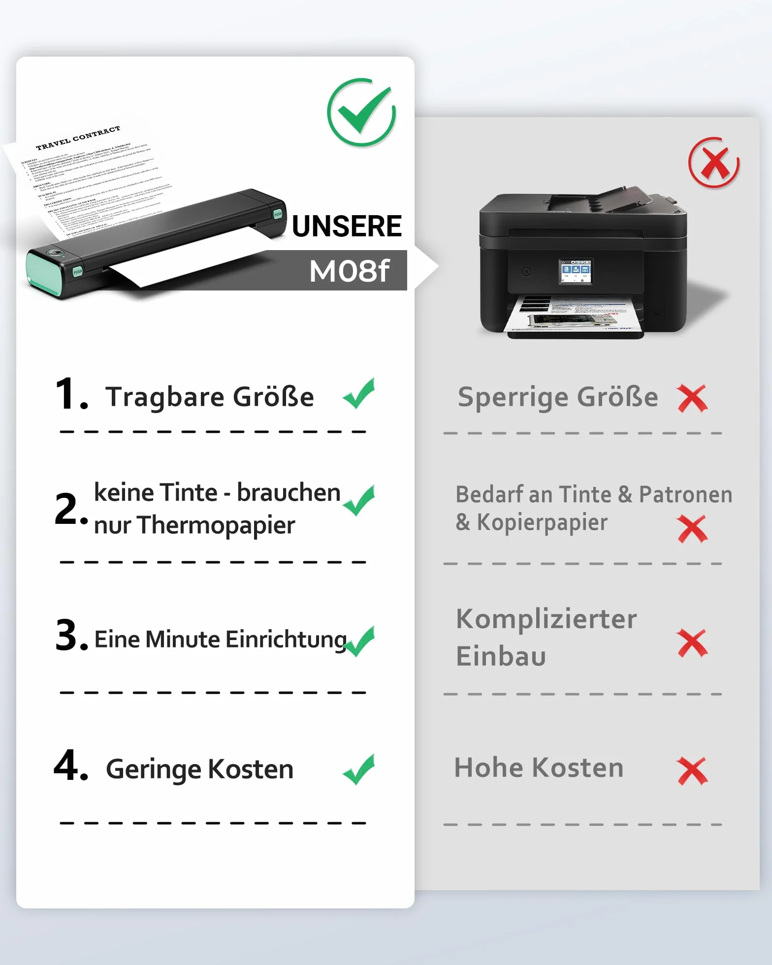Bluetooth drukarka termiczna, mobilna przenośna drukarka Itari Mała kompaktowa, przenośna drukarka do podróży i tatuażu, obsługuje papier termiczny A4, kompatybilny z systemem Android iOS Mac