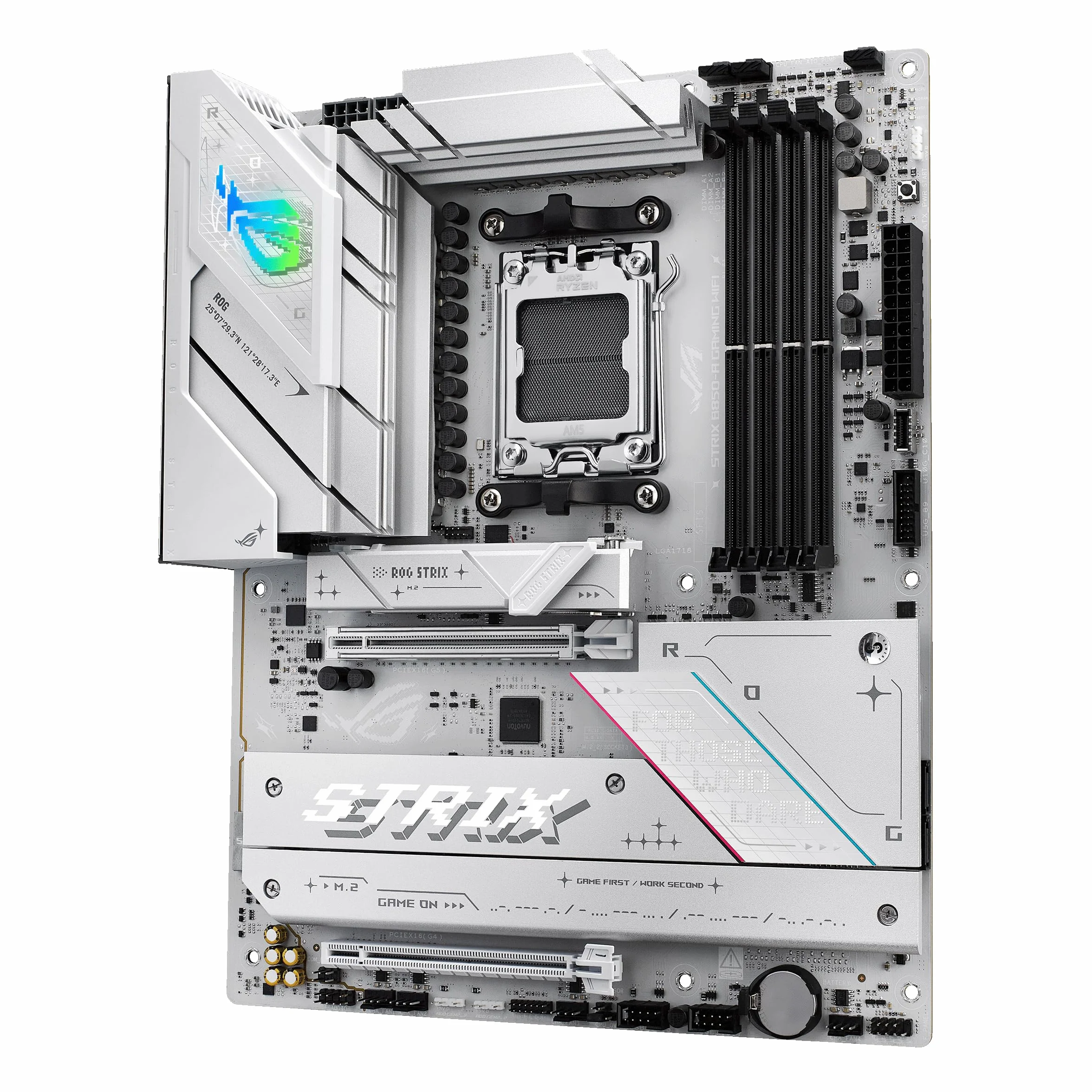 ASUS ROG Strix B850-A do gier WiFi, płyta główna AMD ATX, 14+2+2 fazy zasilania, gniazdo DDR5, PCIe 5.0 z gniazdem Q-Release, 4 gniazda M.2, WiFi 7 z anteną Q, AI Advisor, AI Networking II