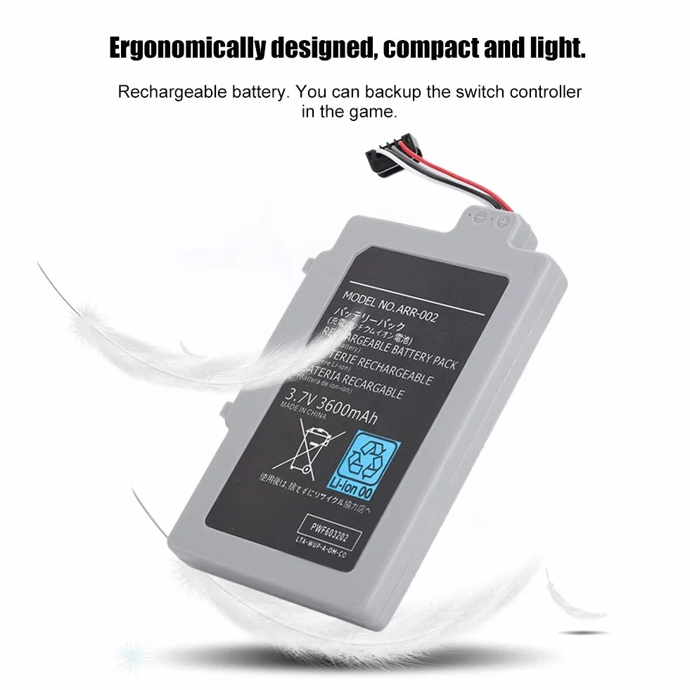 Garsent Akumulator Gamepad, 3,7 V, 3600 mAh, zapasowy kontroler do gier, ładowany do sieci WIIU.