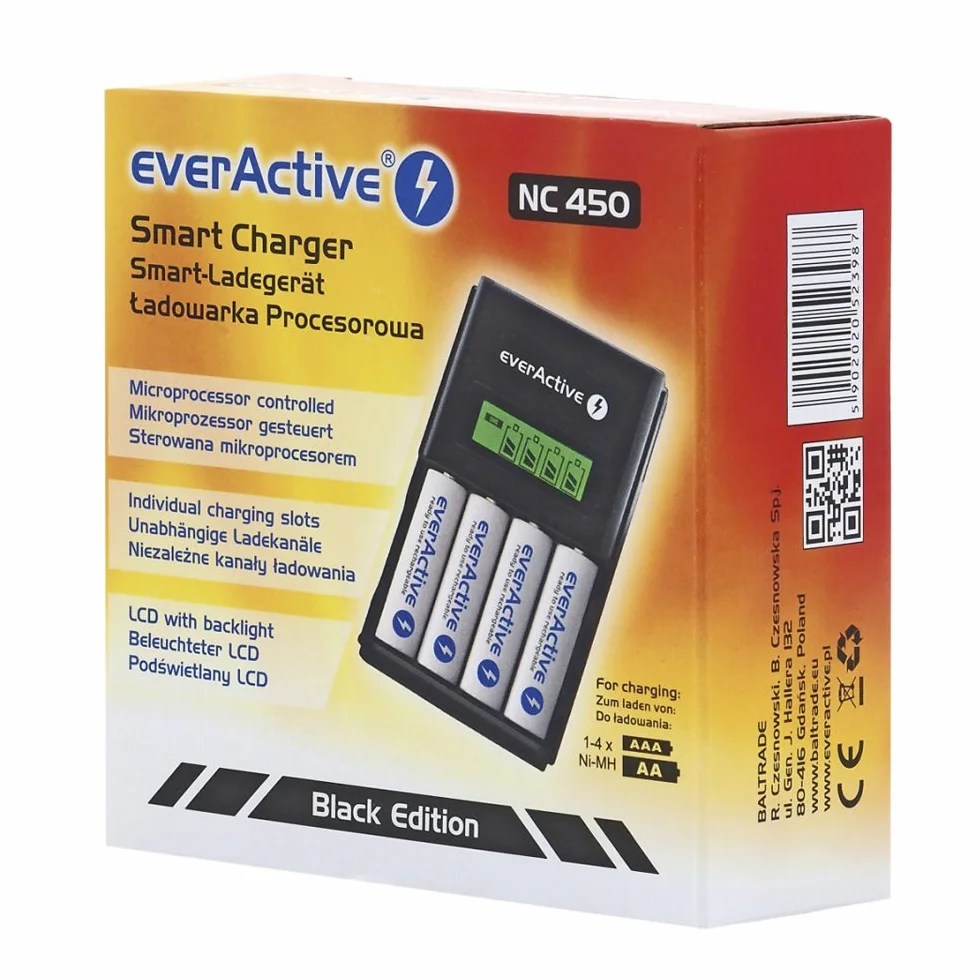 Everactive 5902020523987 Ładowarka Akumulatorów, Czarny, 4X AA/AAA