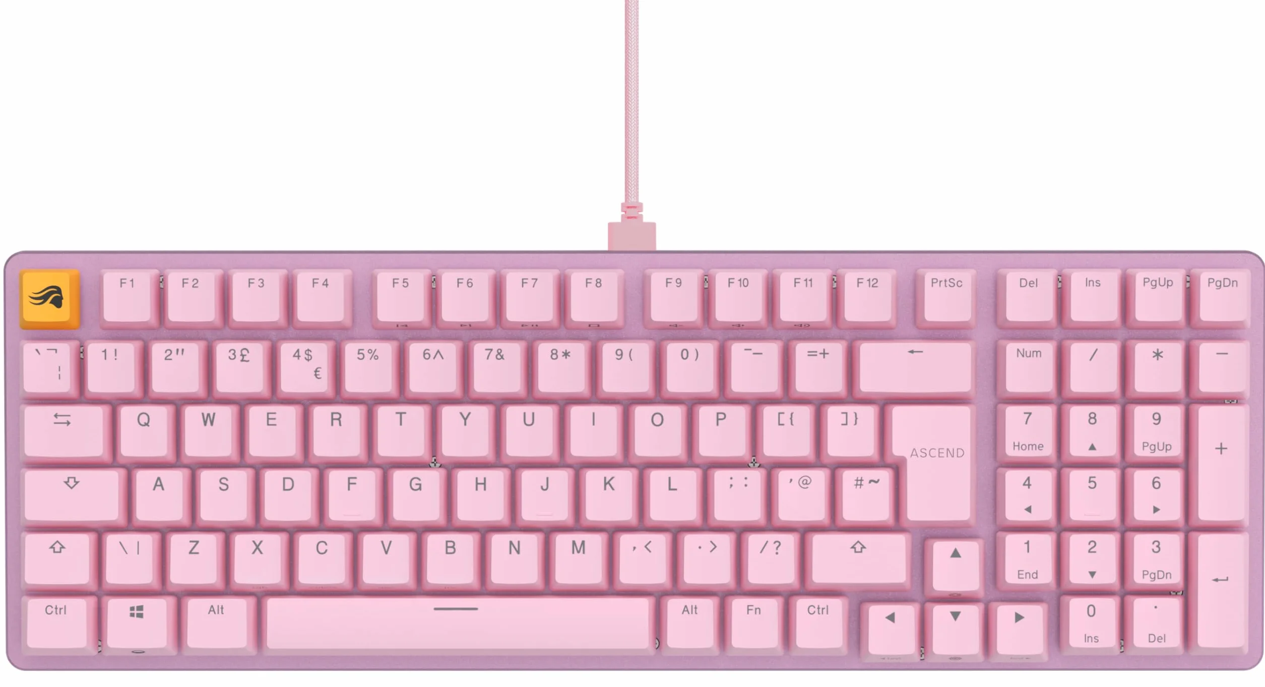 GLORIOUS Gaming GMMK 2 Full Size (96%) – klawiatura mechaniczna, obudowa aluminiowa, konfigurowalna, klawisze doubleshot, przełączniki GLORIOUS Fox, RGB, NKRO, angielski układ QWERTY - Różowy