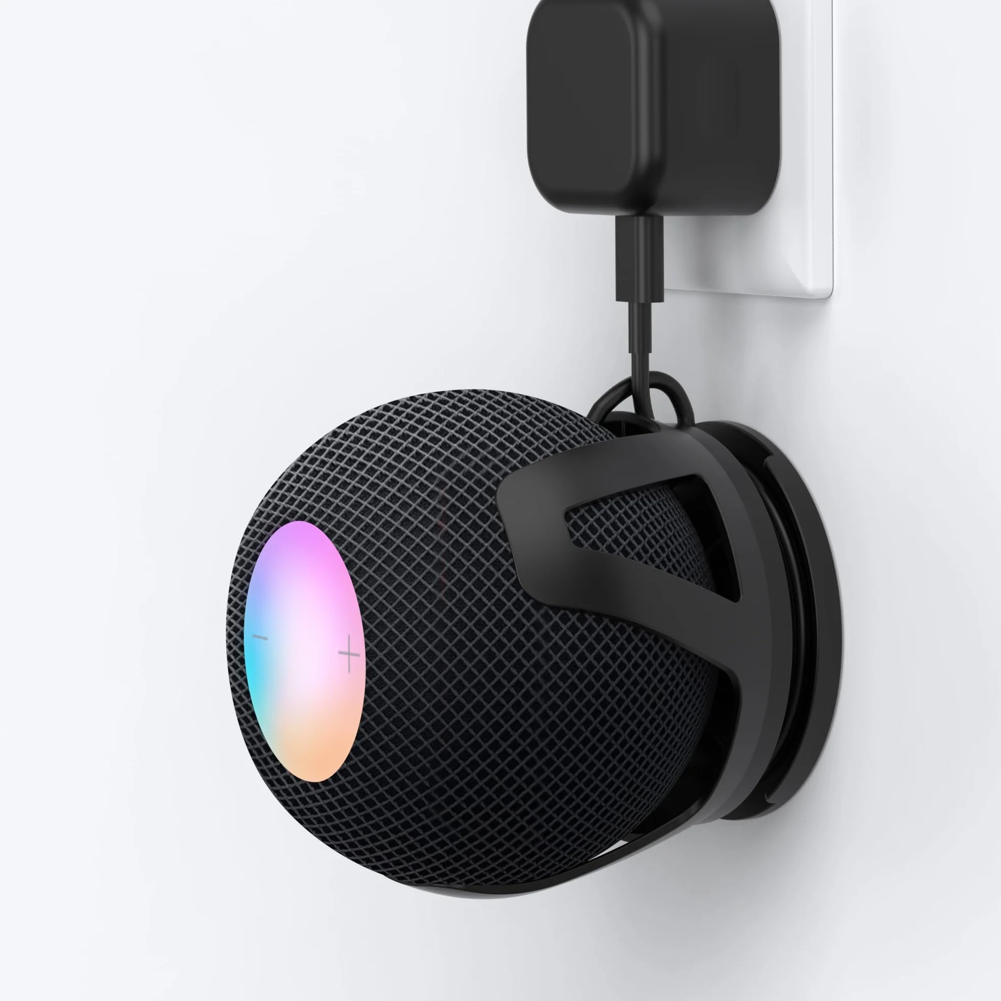 HomeMount Uchwyt ścienny kompatybilny z HomePod Mini – samoprzylepny lub wiercenie, idealne zarządzanie przewodem, oszczędność miejsca uchwyt i stojak do HomePod Mini