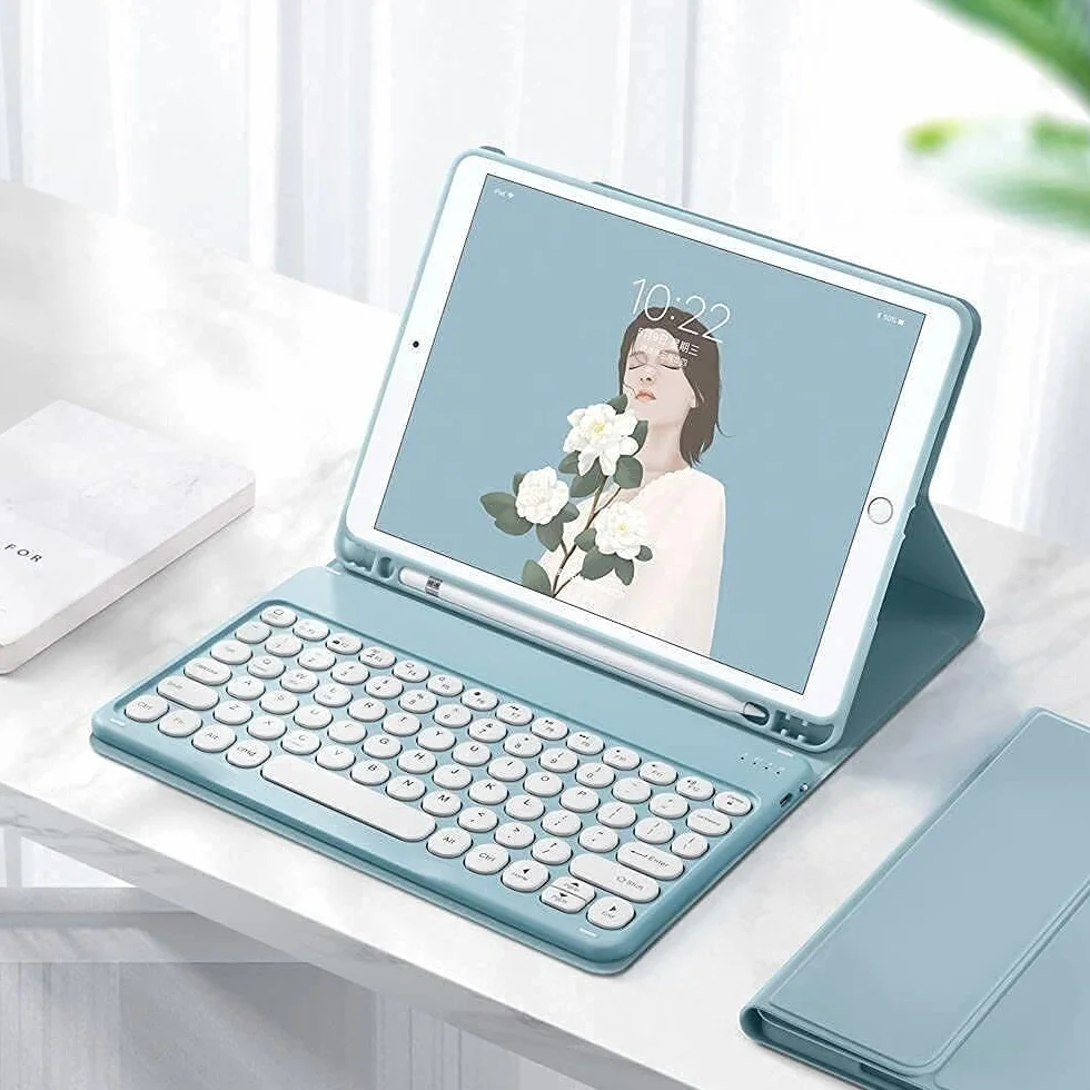 Etui z klawiaturą do Samsung Galaxy Tab S10 Fe/ S9 Fe 5G 10,9"/Tab S9 11", zdejmowana klawiatura Bluetooth z uchwytem na długopisy, różowy