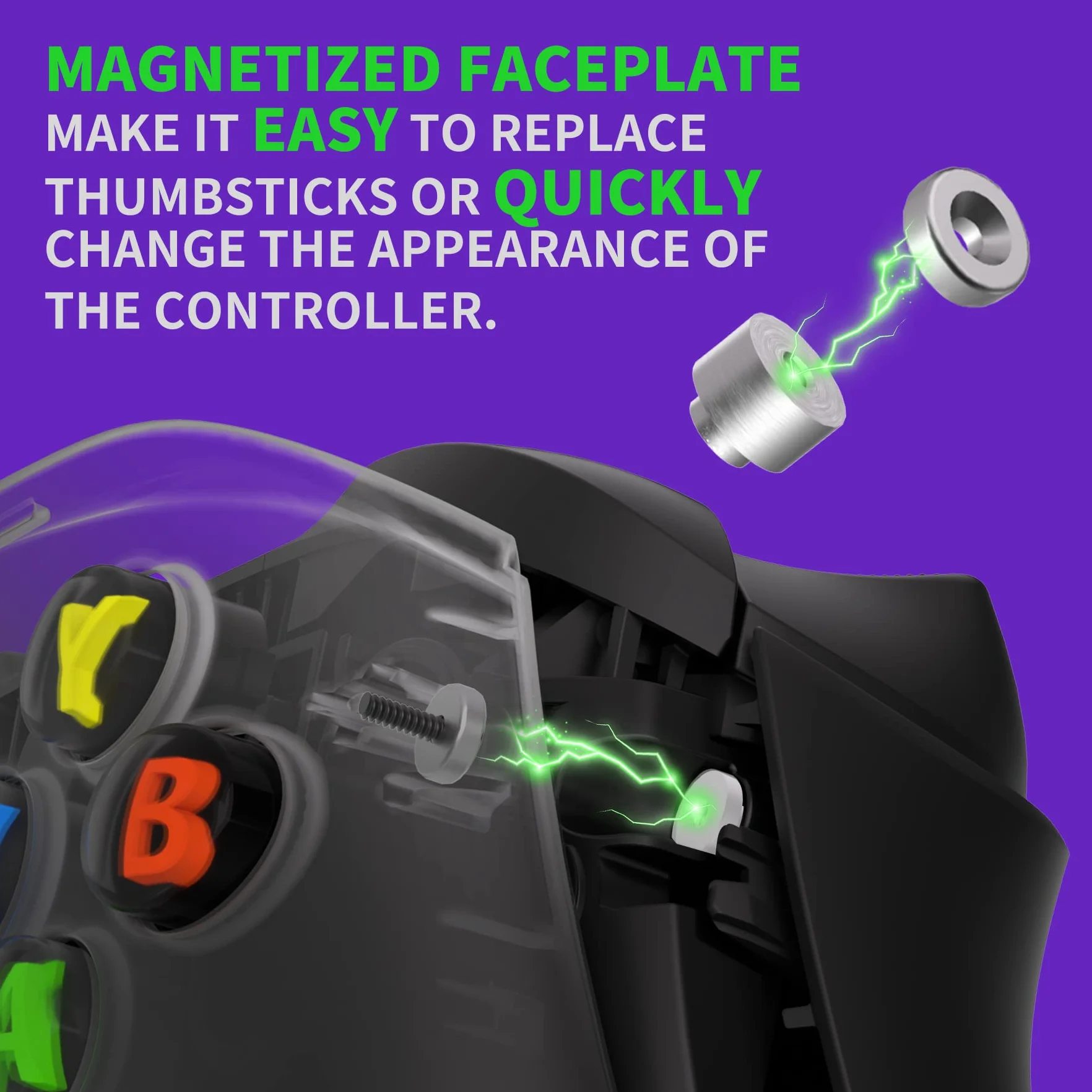 eXtremeRate FaceMag Czarny Magnetic Wymiana Front Housing Shell dla Xbox Series X & S Kontrolera, DIY Faceplate Cover z Accent Rings dla Xbox Core Model 1914 - Kontroler Nie Jest Wliczony W Cenę