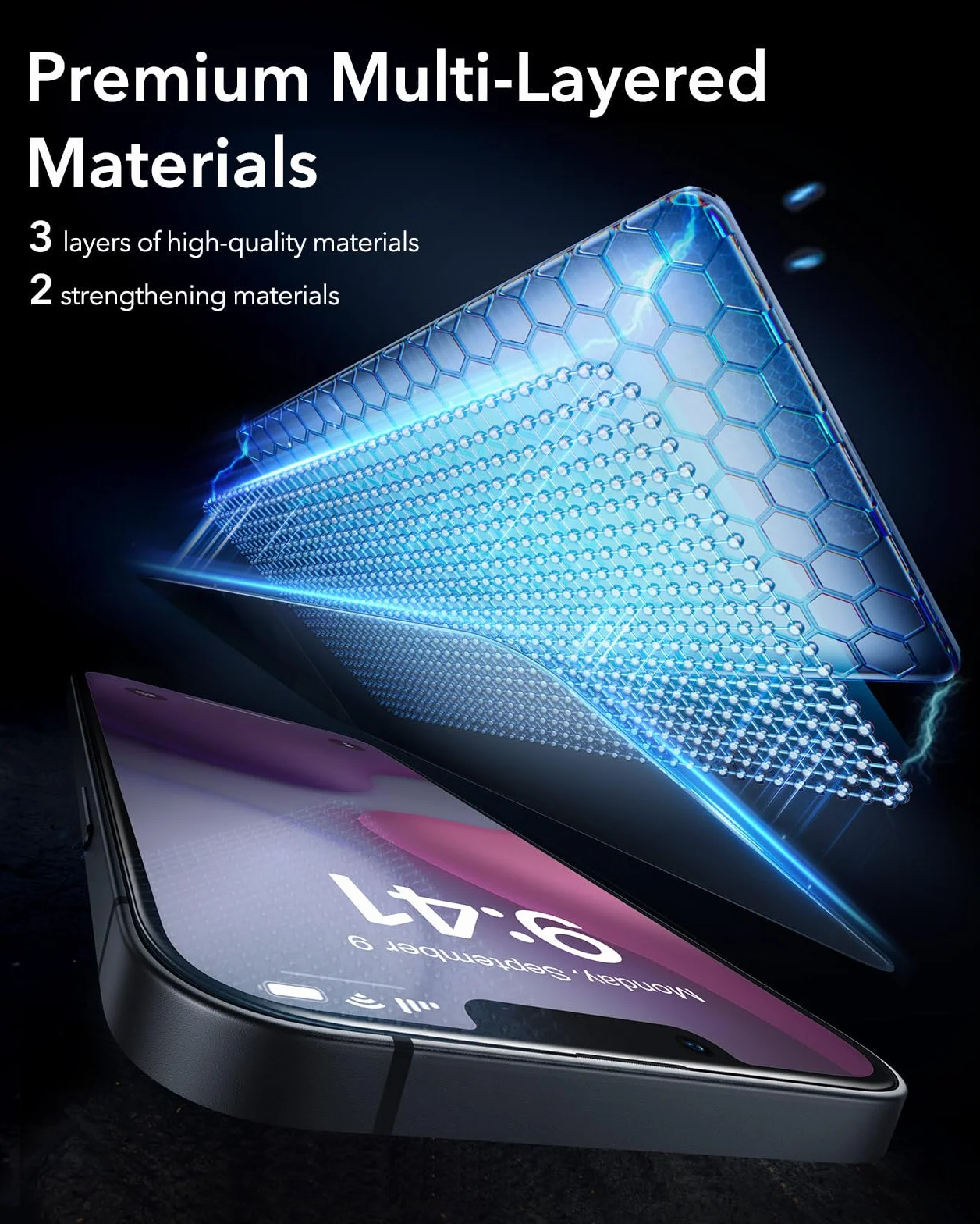 ESR Szkło hartowane kompatybilne z iPhone 14 ochraniacz ekranu i iPhone 13/13 Pro, z łatwą instalacją, ochroną klasy wojskowej, ultra wytrzymały, odporny na zarysowania, 3-pak