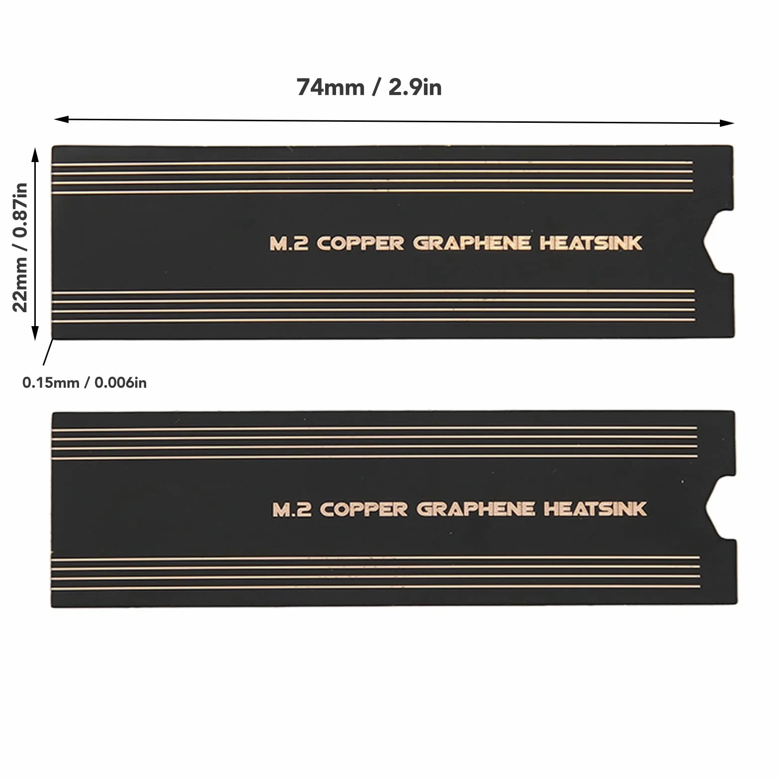 2 szt. Radiator Grafenowy M.2 SSD, Radiator Chłodzący pamięć grafenową z Folii Miedzianej, Naklejka Chłodząca Obudowa Dysku Twardego, do Pamięci Laptopa SSD M.2 (2pcs)