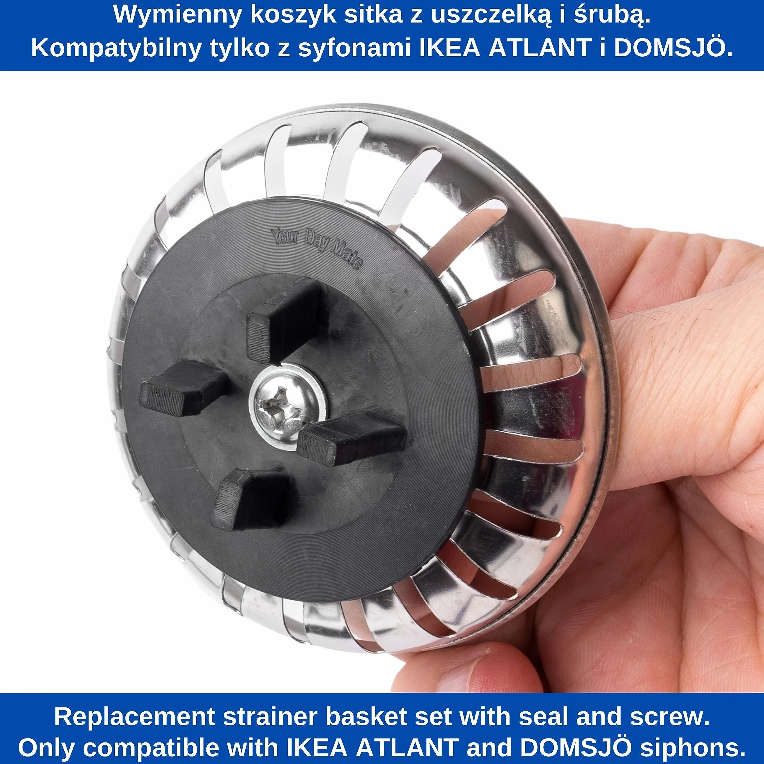 Filtr koszowy do zlewu Ø 80 mm kompatybilny z IKEA ATLANT DOMSJÖ ze śrubą montażową i nakrętką