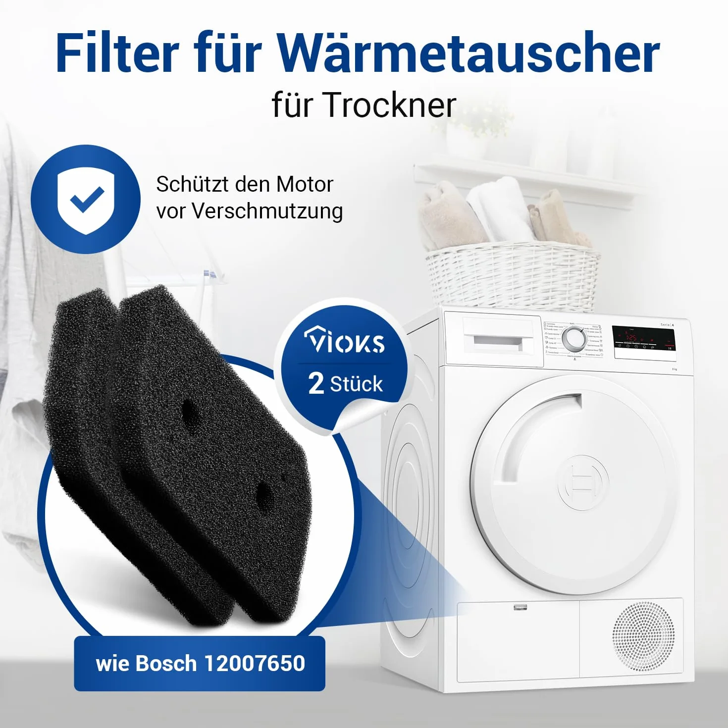 Filtry piankowe VIOKS 228x128mm do suszarki Bosch Zamiennik 12007650