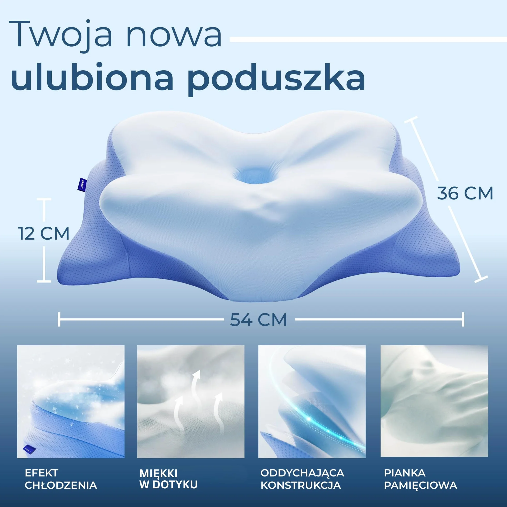 Derila Ergo Poduszka z Pianki Pamięciowej Szyjnej, Kształt Motyla, Technologia Chłodzenia, Idealna dla Wszystkich Sposobów Spania