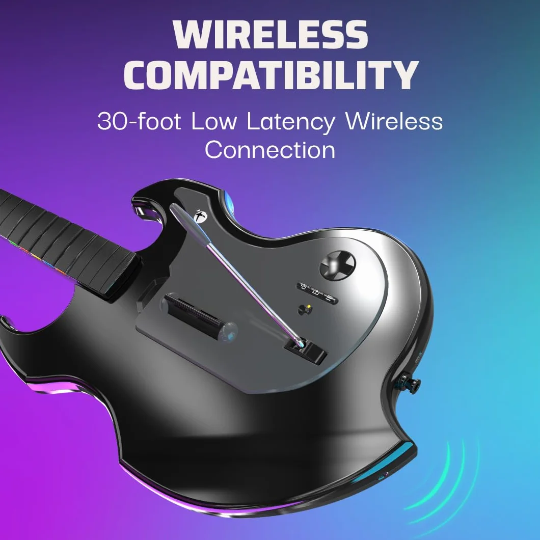 PDP Gaming RIFFMASTER Wireless Guitar Controller for Xbox Series X|S, Xbox One, & Windows 10/11 PC, Czarny i szary