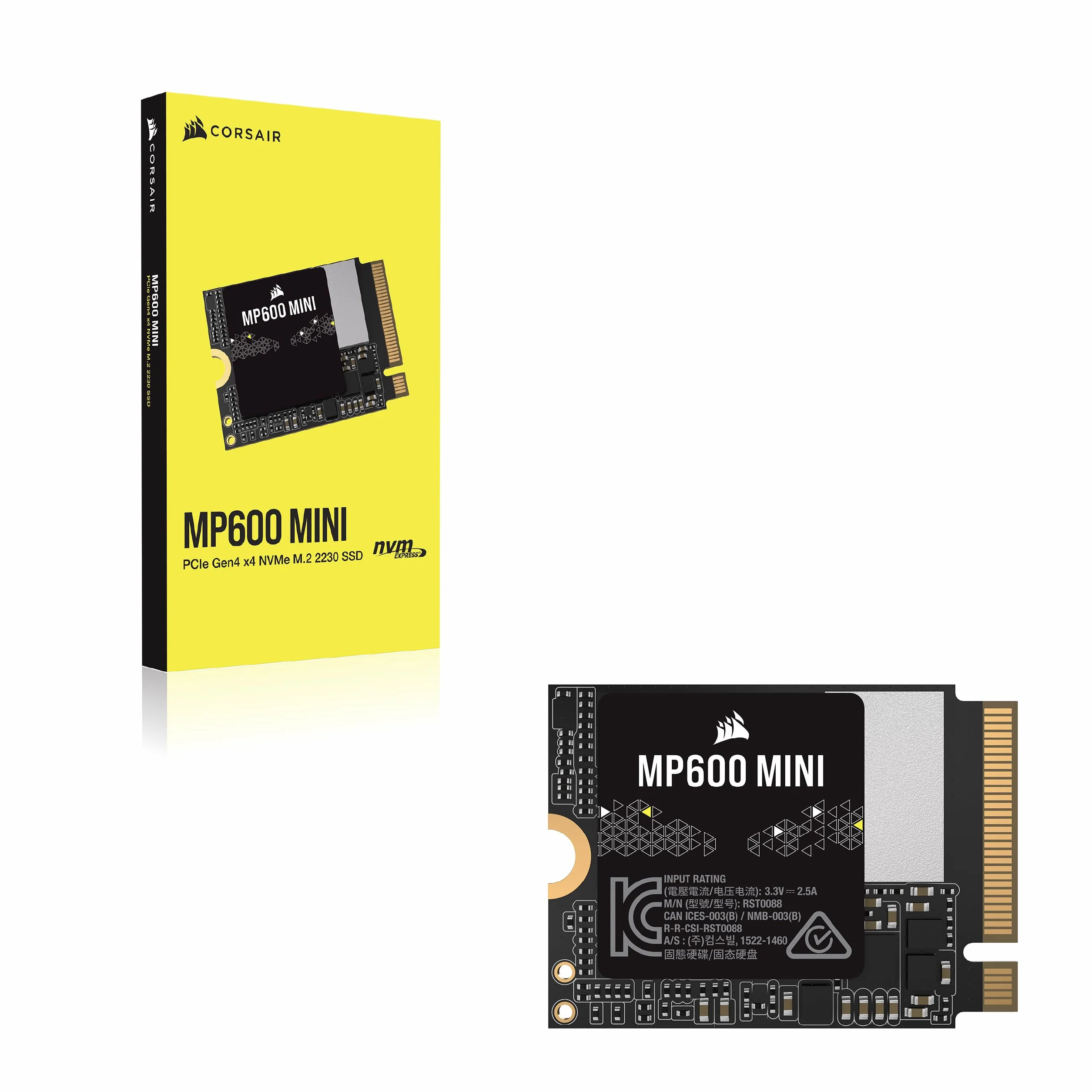 CORSAIR MP600 MINI 1TB M.2 NVMe PCIe x4 Gen4 2 SSD – M.2 2230 – Szybkość Odczytu do 7000 MB/s – Pamięci TLC NAND o Wysokiej Gęstości – Doskonały do Steam Deck i Microsoft Surface – Czarny