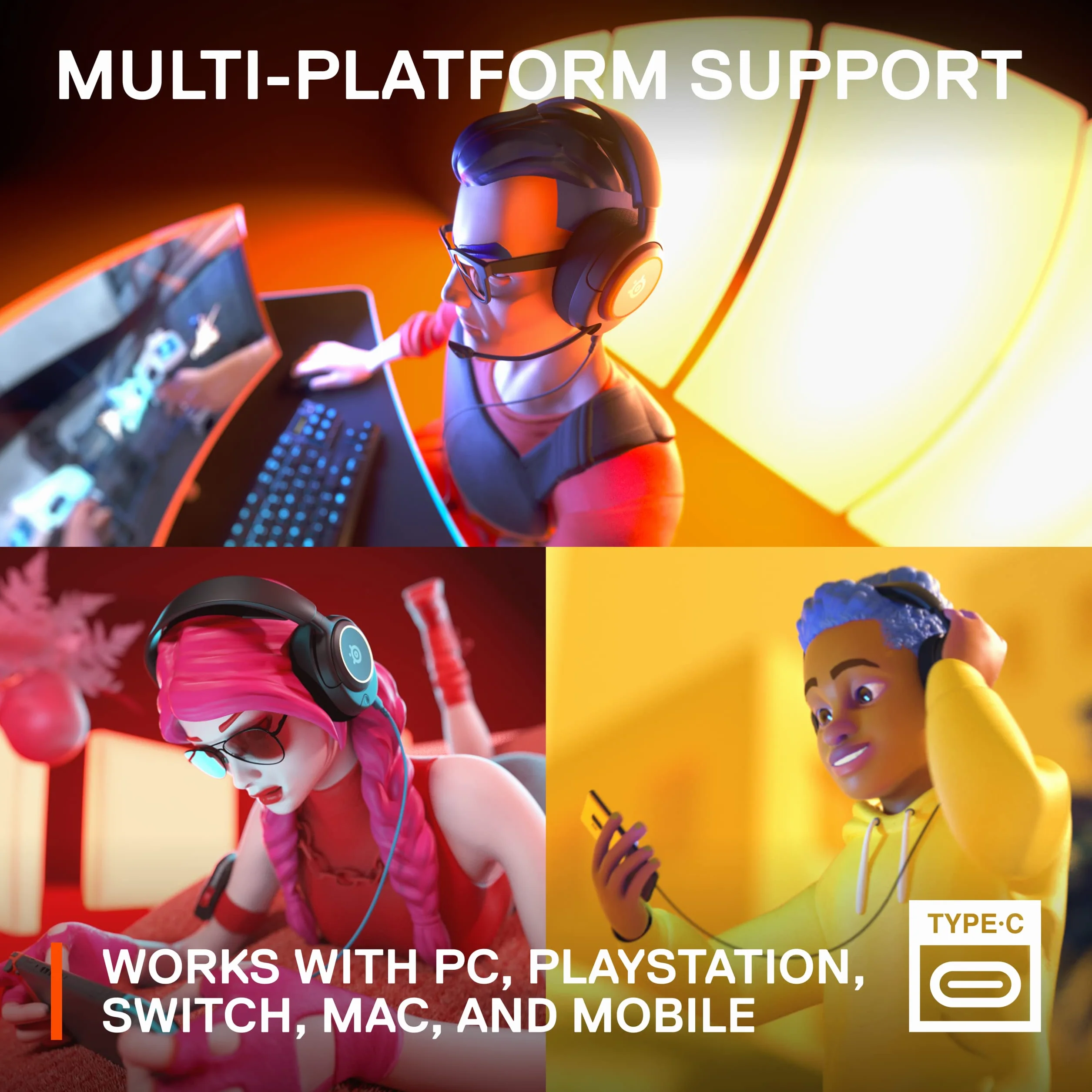 SteelSeries Arctis Nova 3 Zestaw słuchawkowy do gier wieloplatformowy - Signature Arctis Sound, ClearCast Gen 2, PC, PS5/PS4, Xbox Series X|S