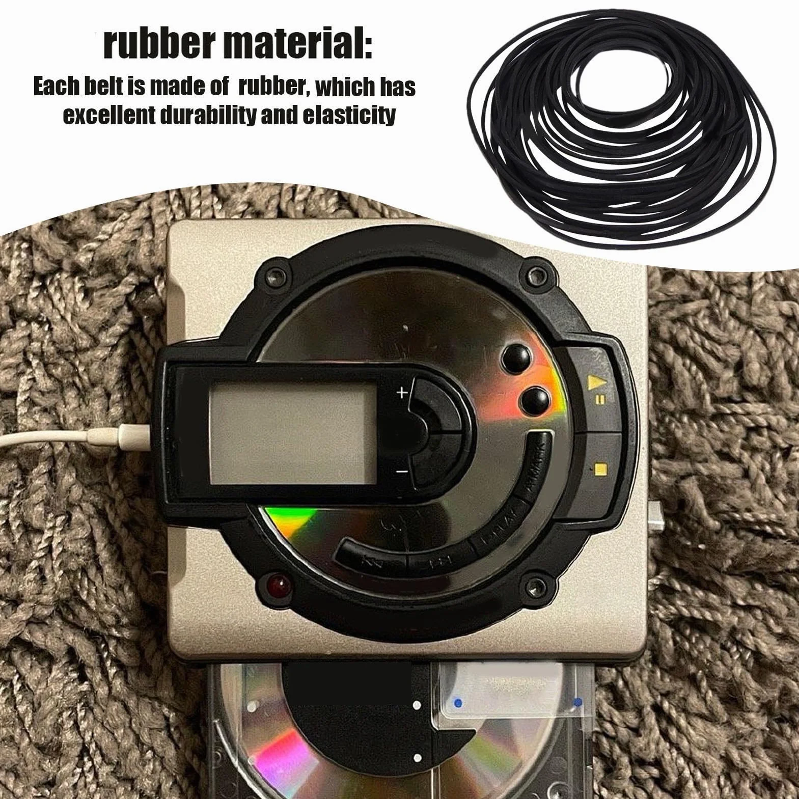Cassette Tape Player Belts, 30X Hybrid Cassette Player Belts, Rubber Treadle Sewing Machine Belt, Hybrid Cassette Belt, Mixed Square Cassette Tape Belt, Easy To Use, Portable for Recorders