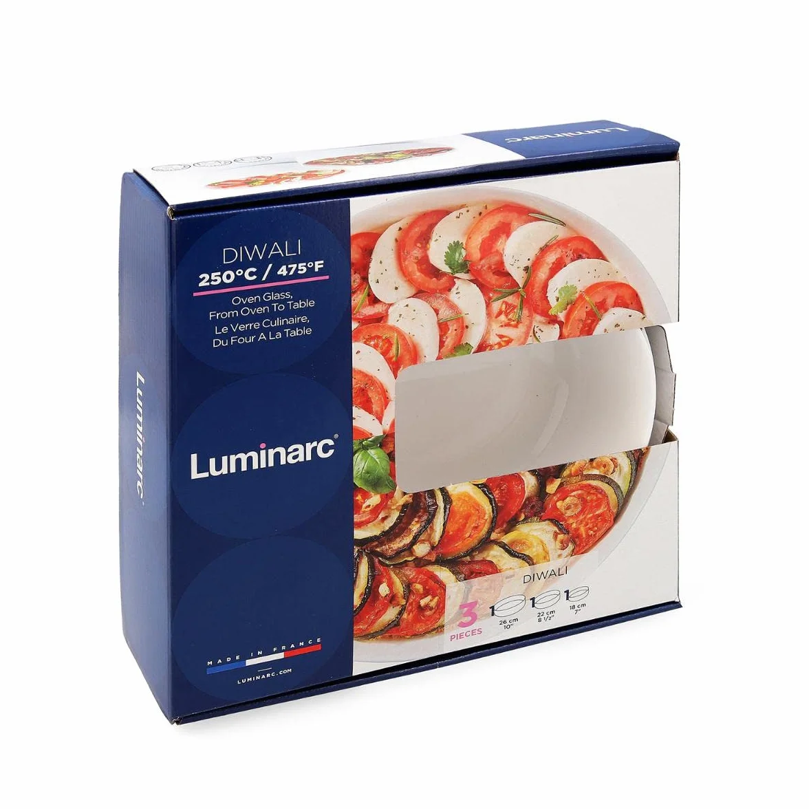 Luminarc - Zestaw 3 półmisów Smart Cuisine Diwali – innowacyjne, lekkie i bardzo wytrzymałe szkło – łatwe czyszczenie – do piekarnika do 250°C – wyprodukowano we Francji