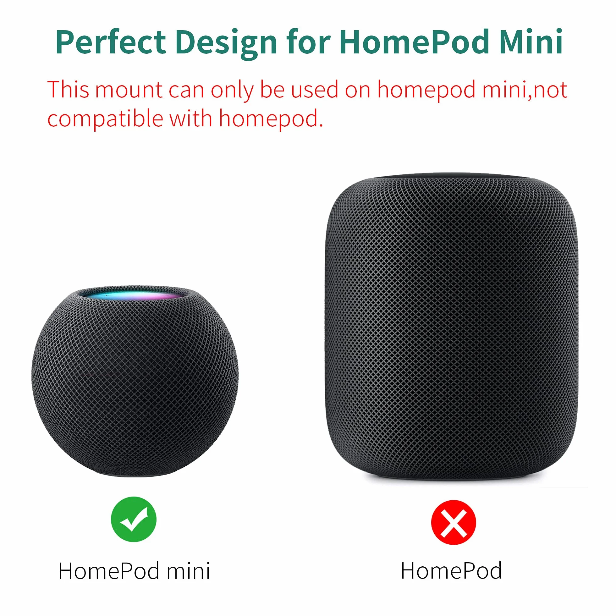 HomeMount Uchwyt ścienny kompatybilny z HomePod Mini – samoprzylepny lub wiercenie, idealne zarządzanie przewodem, oszczędność miejsca uchwyt i stojak do HomePod Mini