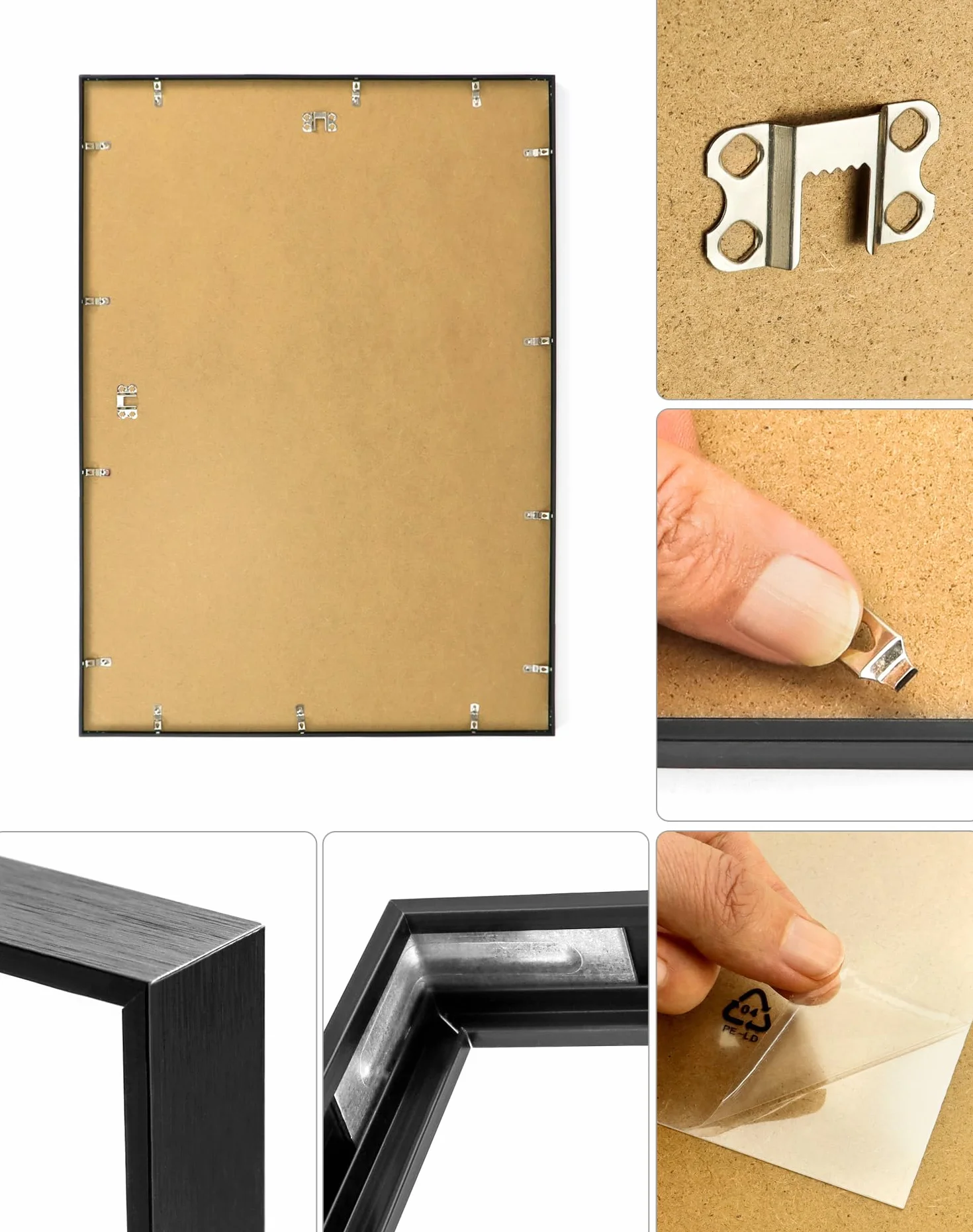 QWORK® Aluminiowa ramka na zdjęcia 50 x 70 cm, czarna matowa – odporne na pęknięcia szkło akrylowe – do portretów, puzzli, plakatów, dokumentów