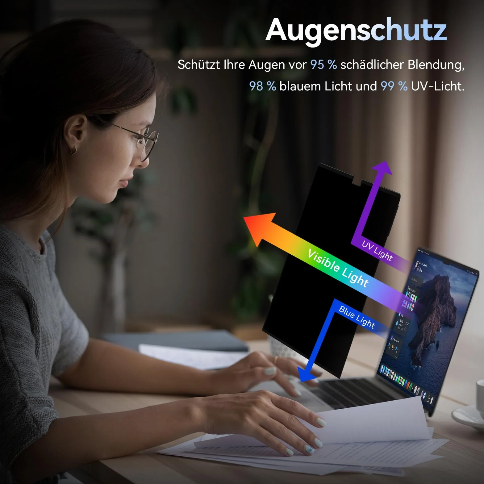 MagicSuction Filtr prywatyzujący do MacBook Pro 14" (2021-2023) M1 A2442/M2 A2779 / M3 A2992 A2918, 14,2", zdejmowany, ochrona przed szpiegiem, niebieskie światło, Mac Laptop Privacy, ochrona przed