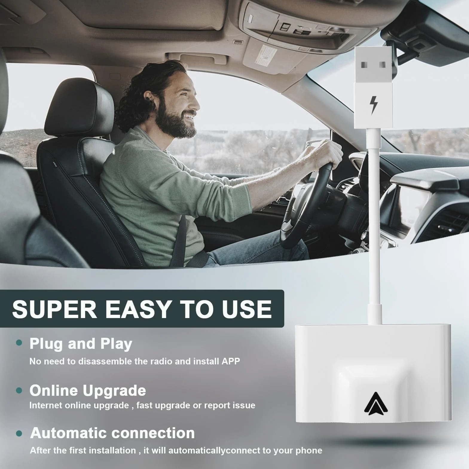 Bezprzewodowy Adapter Samochodowy dla Android Auto, Samochodowy Bezprzewodowy Klucz Samochodowy Typu C Szybkie Połączenie dla Androida, Bezpośredni Adapter USB, Mini Auto