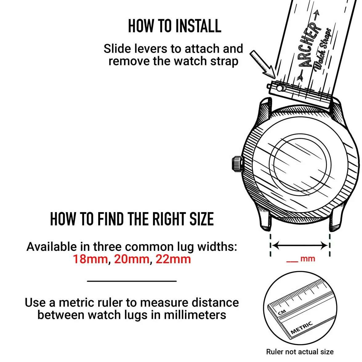 Archer Watch Straps - Silikonowy pasek do zegarka z szybkim zapięciem i dopasowanym dopasowaniem