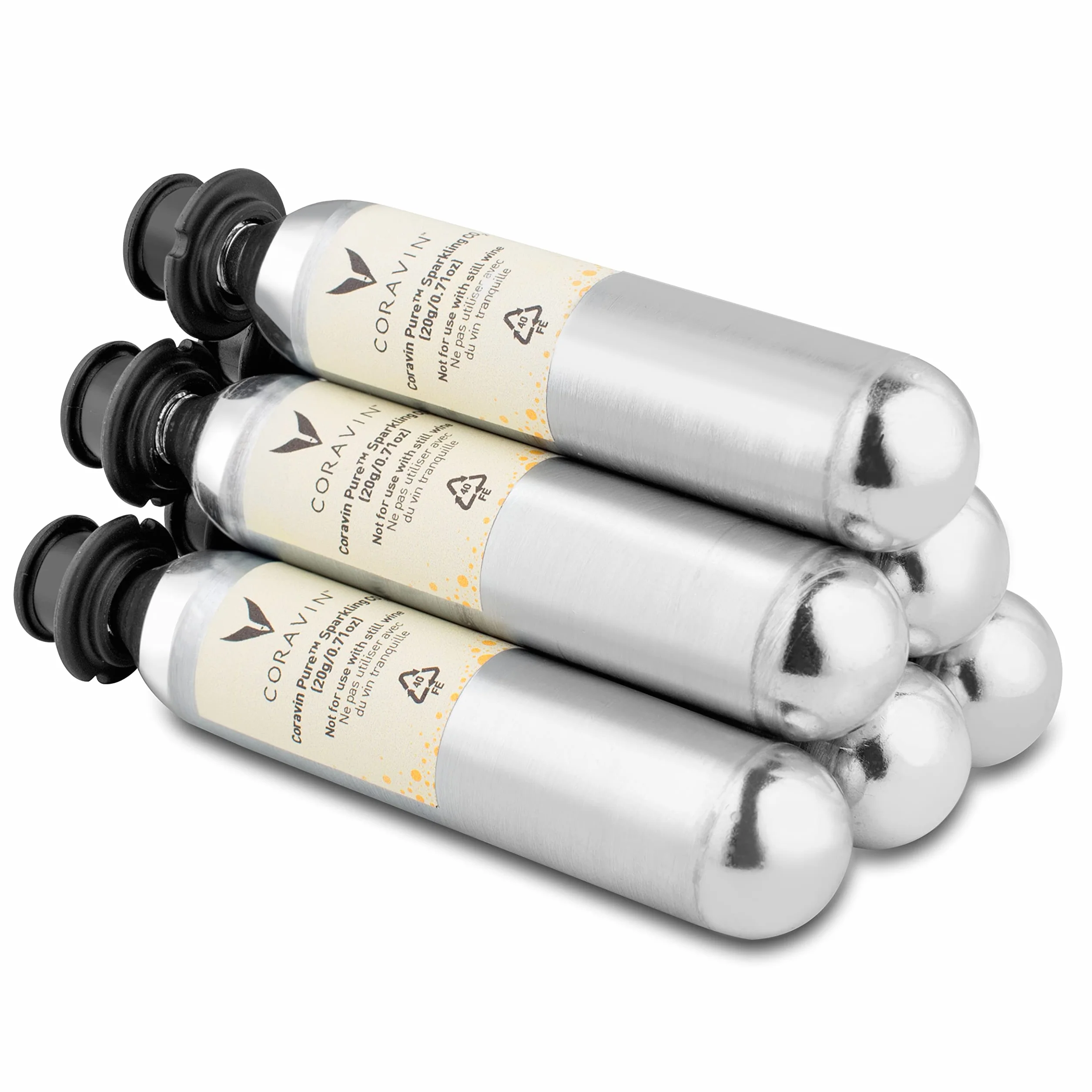 Coravin Kapsułki CO2 do wina musującego do stosowania z systemem konserwacji błyszczącej | Każda kapsułka utrzymuje do 7 standardowych butelek 750 ml, opakowanie 6 szt